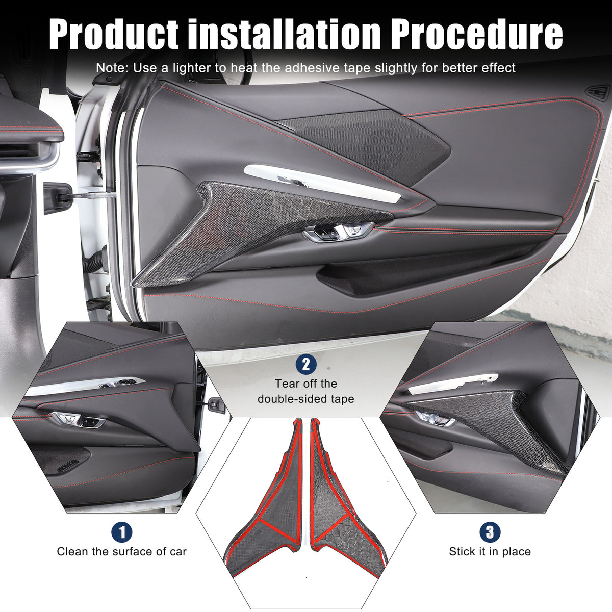 Real Honeycomb Carbon Fiber Interior Door Panel Cover Trim For Corvette C8 20-26 9