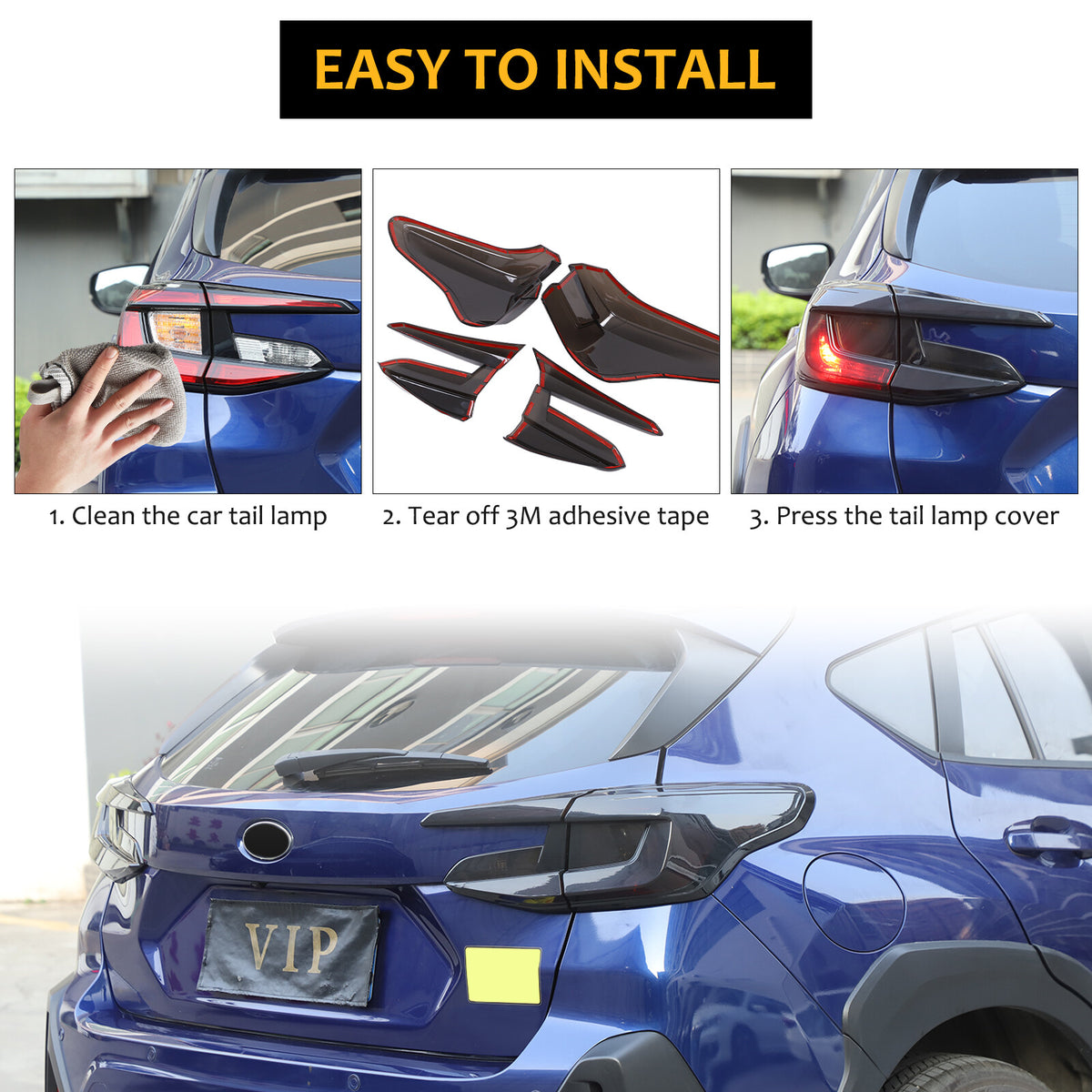Smoked Black Rear Tail Light Guard Decor Cover Trim For Subaru Crosstrek 2024+ 5