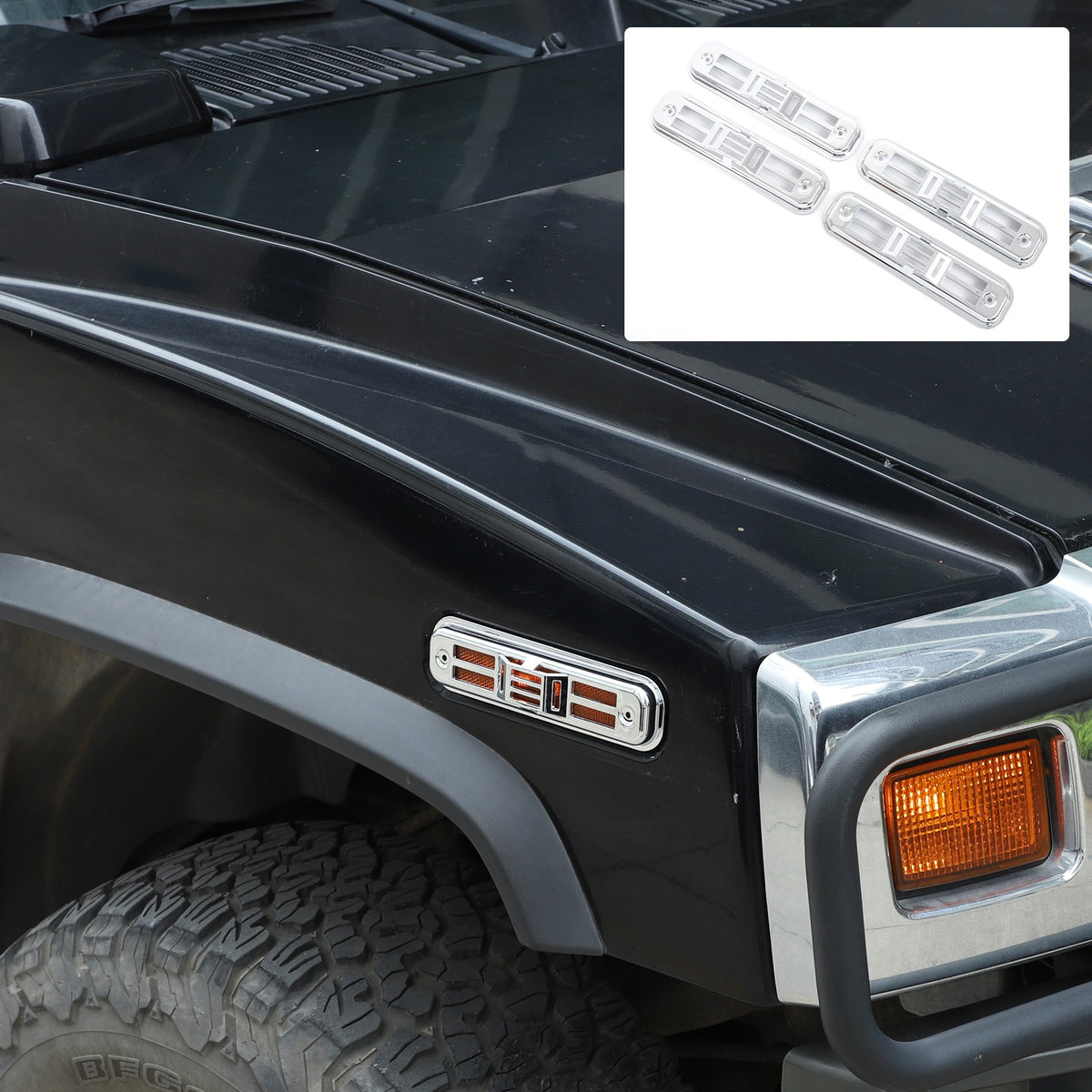 Silver Chrome Exterior Door Handle Mirror Hood Vent Trim Kit For Hummer H2 03-09 126