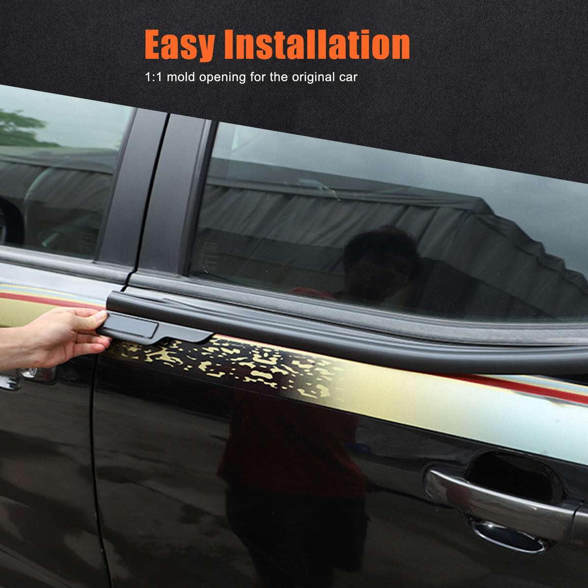Black Car Window Bottom Strip Cover Trim For Ford Ranger 2015-2021 22