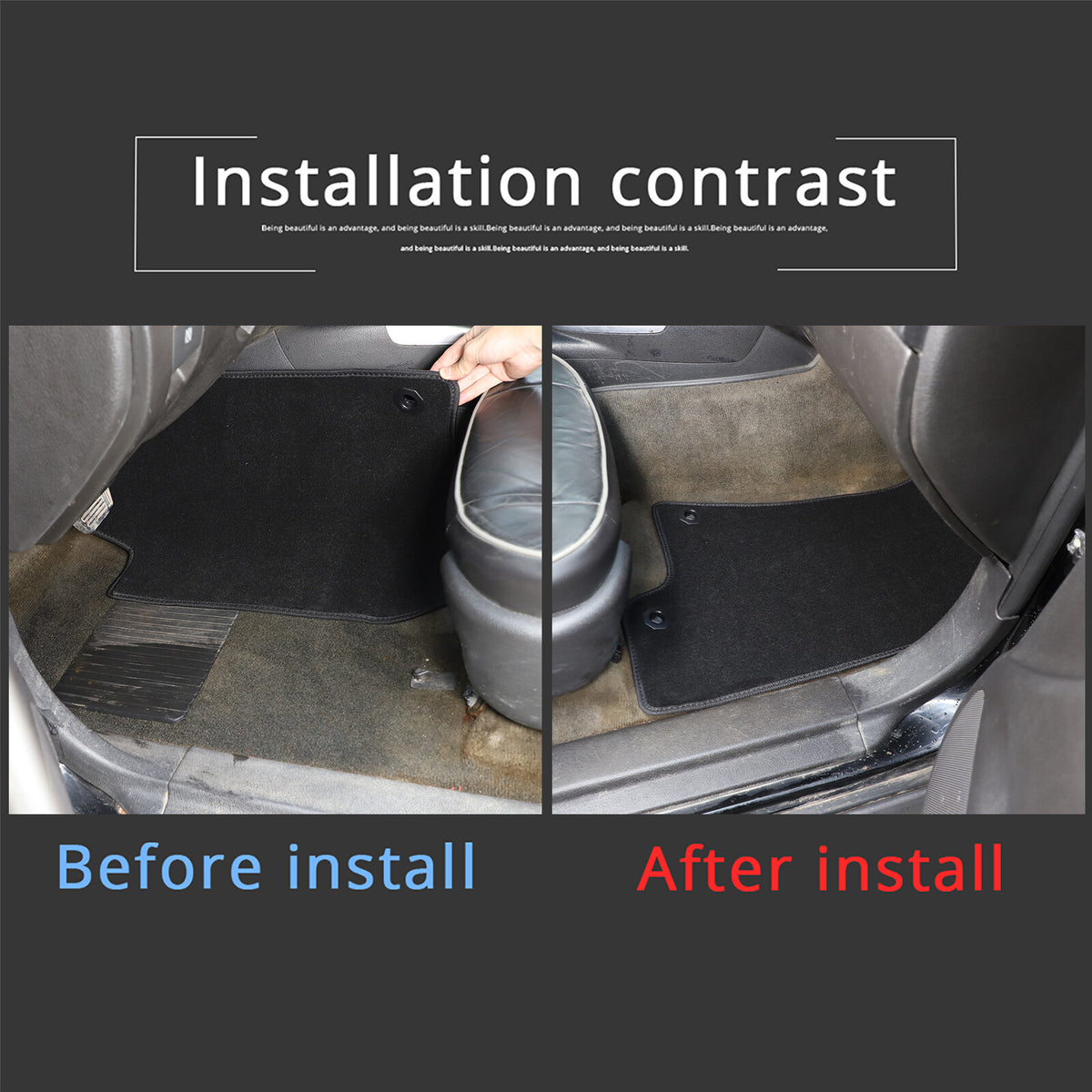 Black Car Floor Mats Cargo Carpets Foot Pads For Hummer H3 2005-2009 18