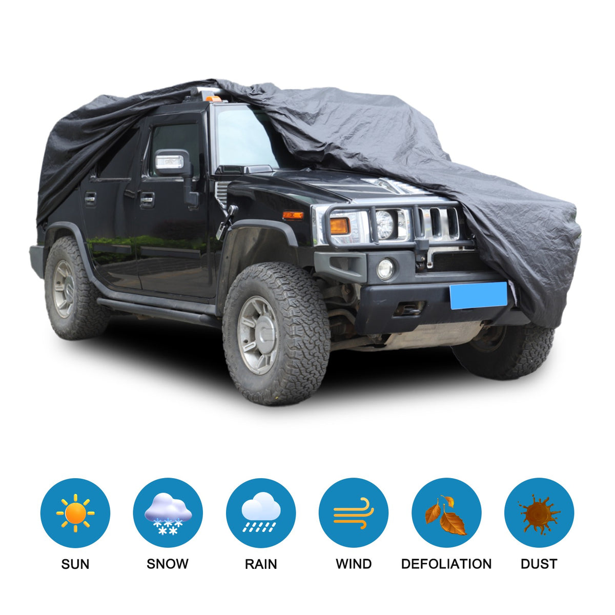 Black Full Car Cover Outdoor Waterproof Sun Car Cover For Hummer H2 2003-2009 4