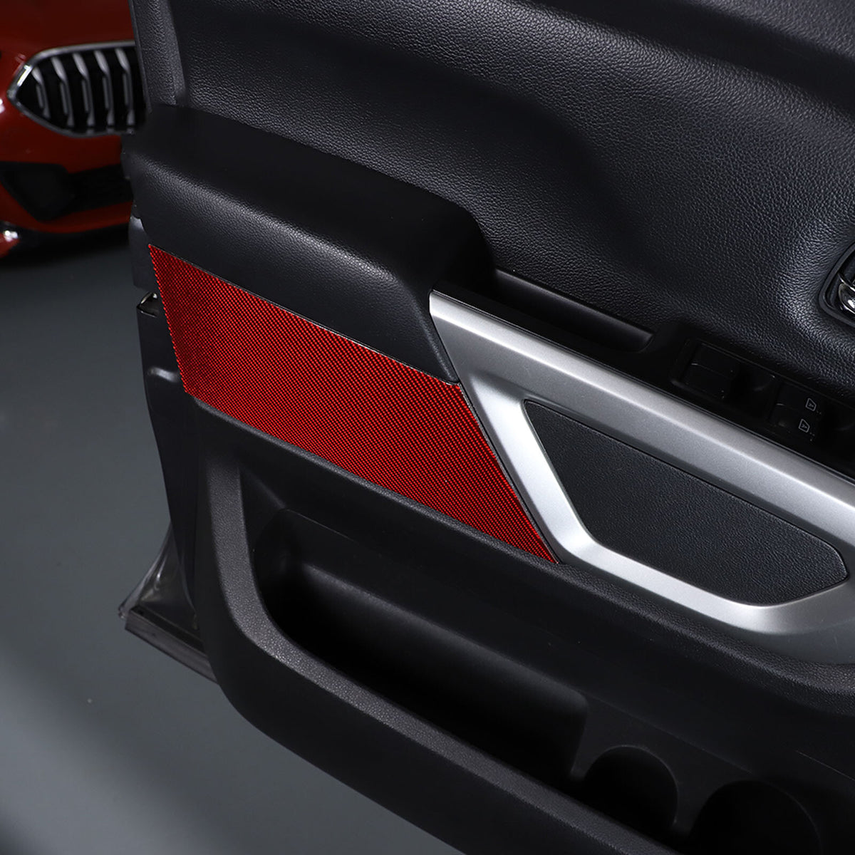 Red Carbon Fiber Inner Door Trim Panel Sticker For Nissan Titan 2016-23 3