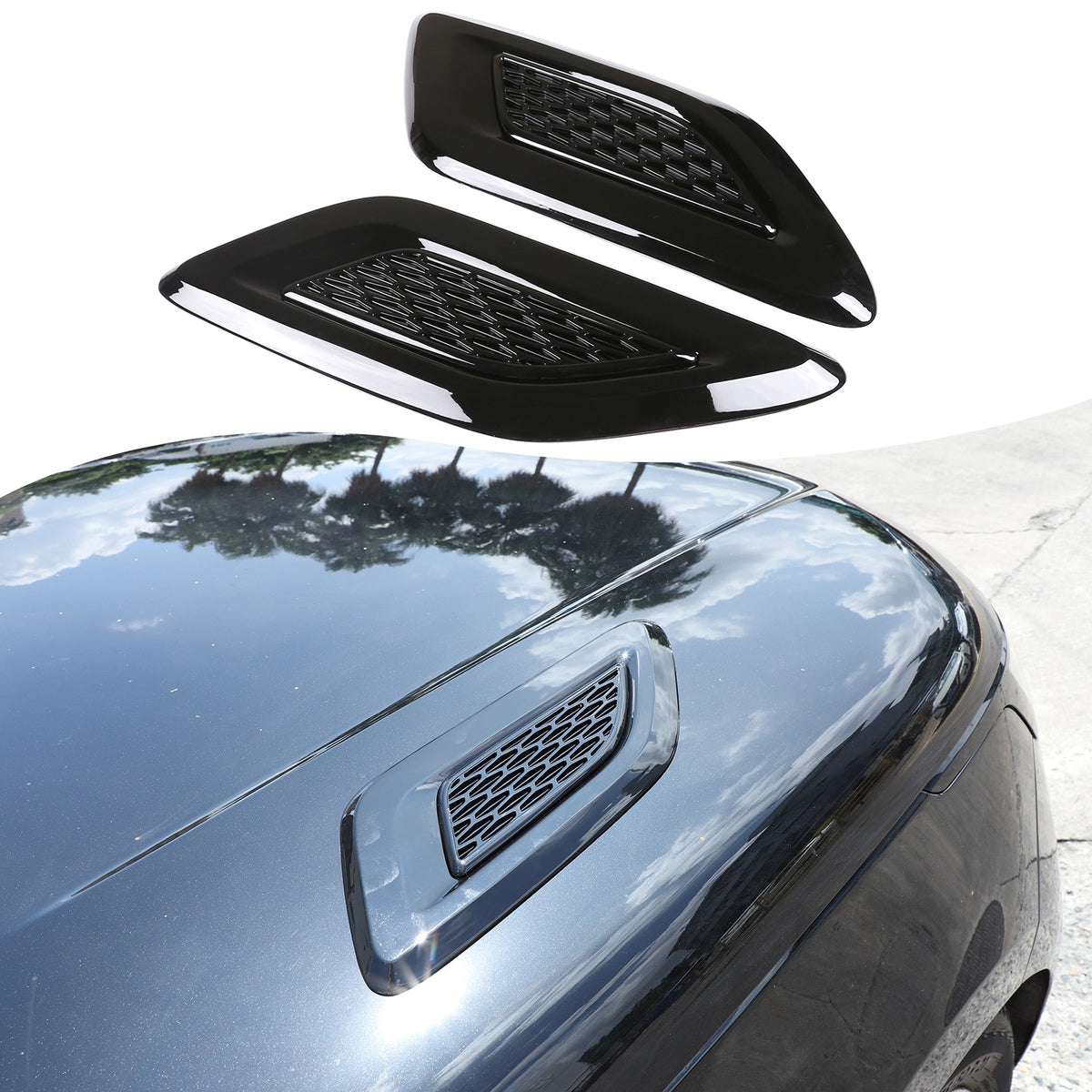 Piano Black ABS Exterior Hood Air Vent Trim For Range Rover Vogue L460 2023+ 3