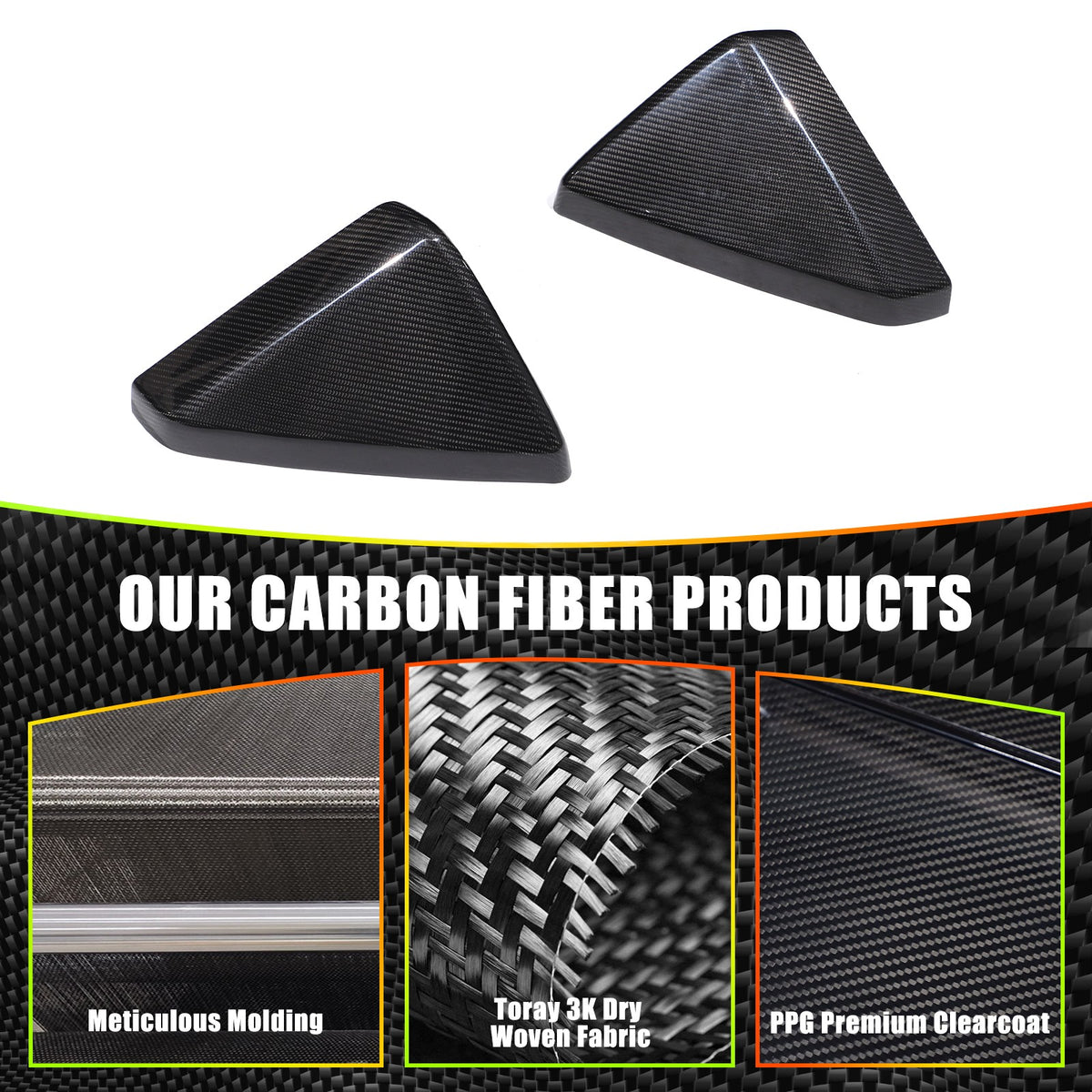 Real Carbon Fiber Side Mirror Cover Trim For Tesla Cybertruck 2024+ 16