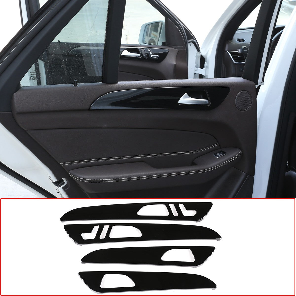Piano Black Door Panel Trim For Benz ML W166/GLE W166/GLS/X166/GL X164 13-19 US 5