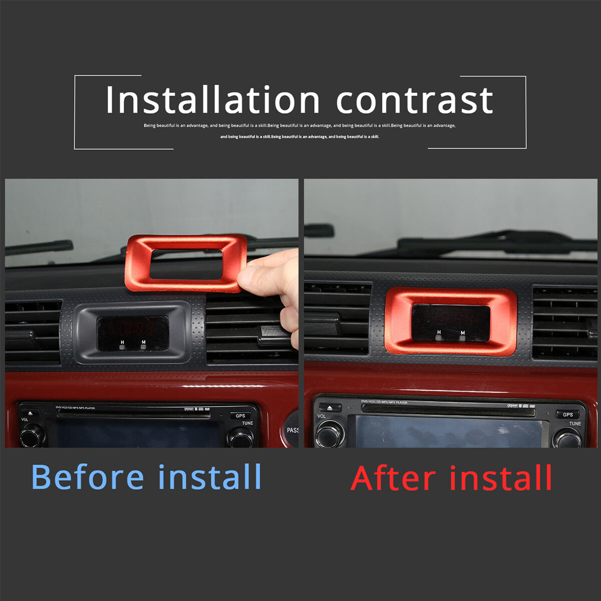Red Alloy Dashboard Centrol Console Trim Set For Toyota FJ Cruiser 2007-21 15