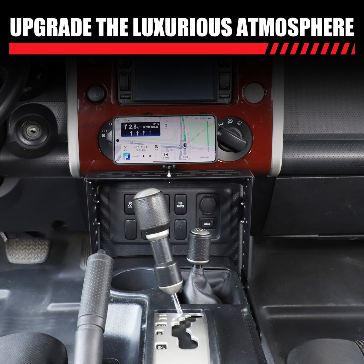 Magnetic Phoner Holder Center Console Molle Panel Device For Toyota FJ Cruiser 8