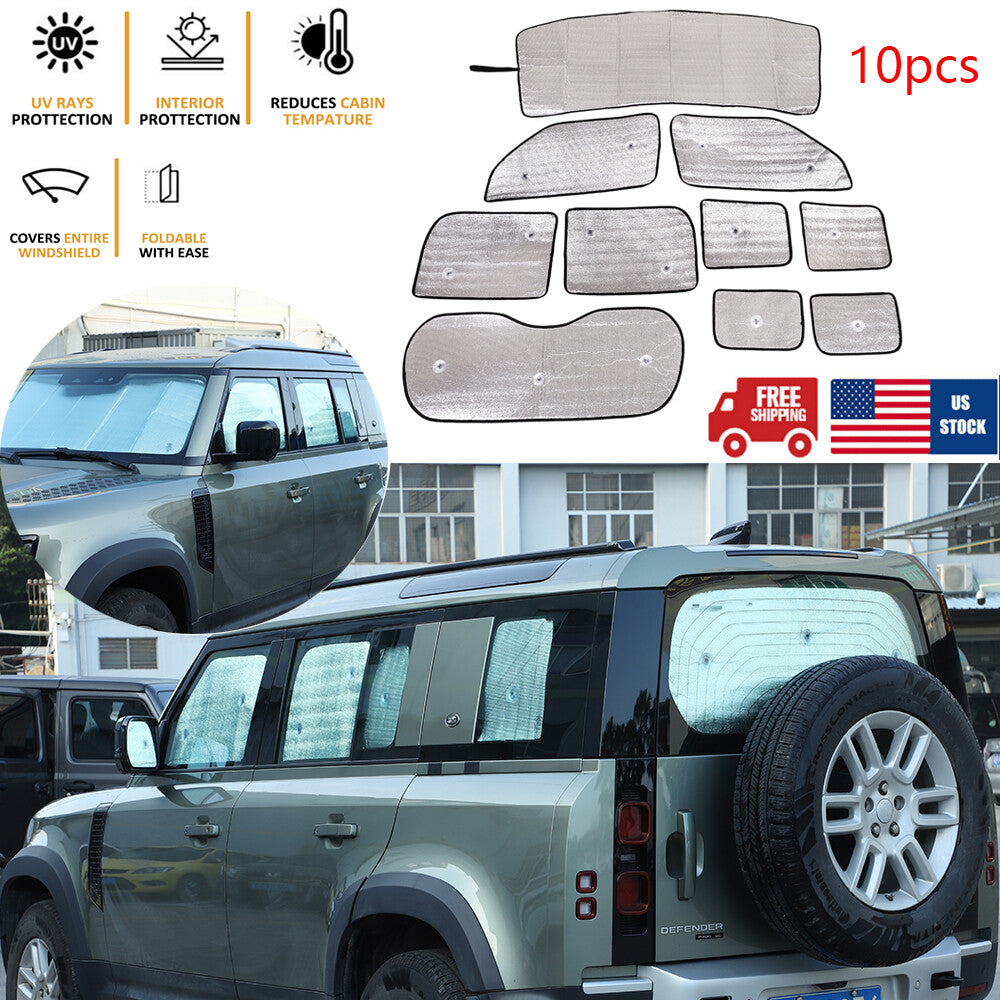 Car Full Sun Shade Rear Front Window Shade Blocks For LR Defender 90 110 2020-22 1
