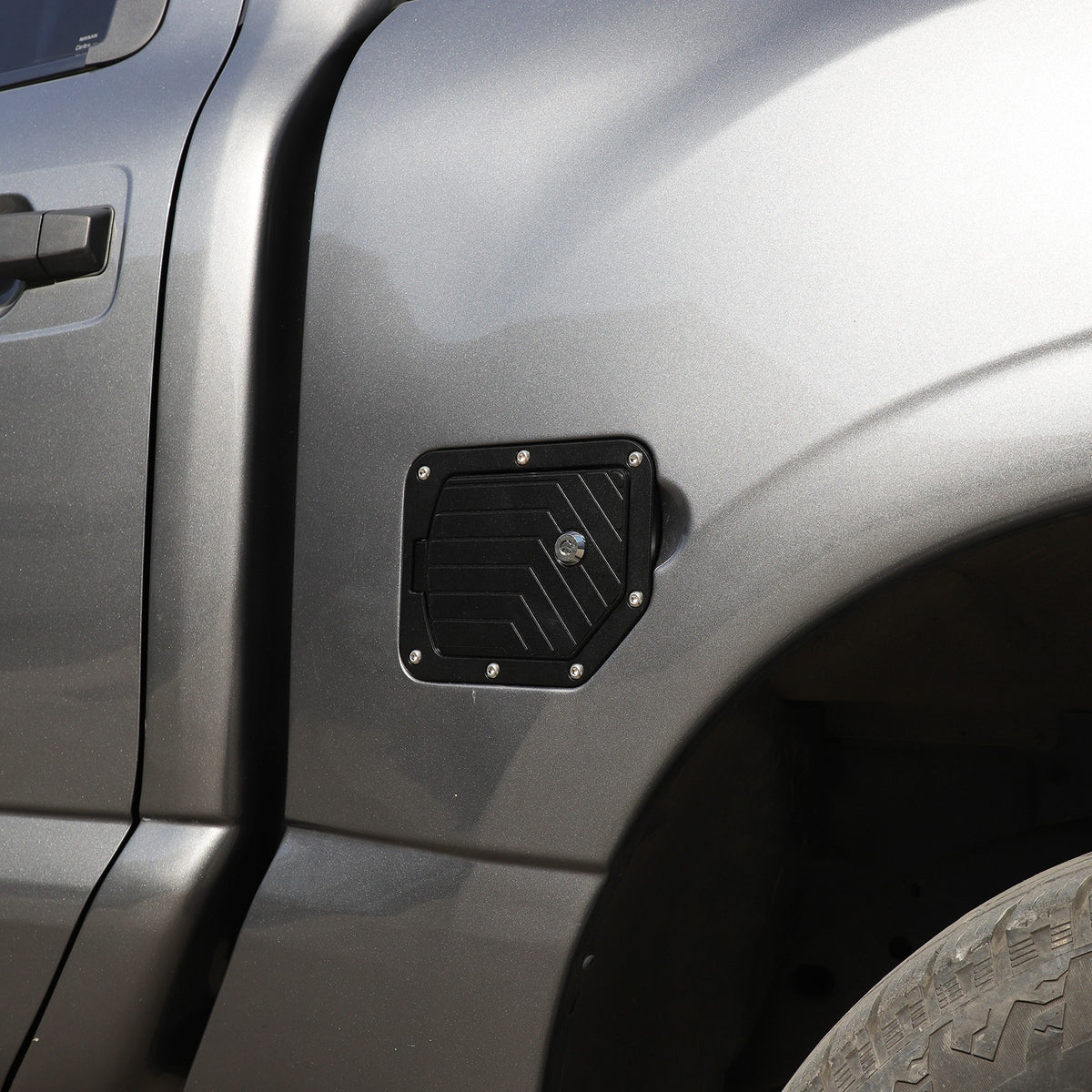 Black Aluminum Door Fuel Tank Cover W/ Lock Gas Cap Trim For Nissan Titan 16-23 9
