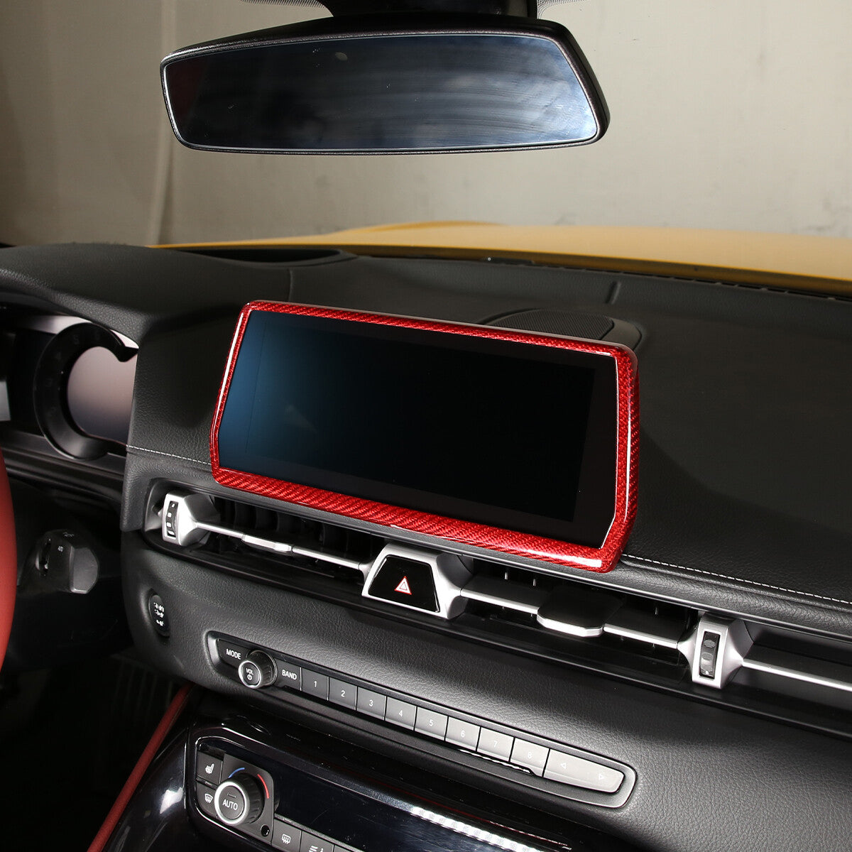 Red Carbon Fiber Console Navigation GPS Panel Trim For Toyota Supra 19-24 5