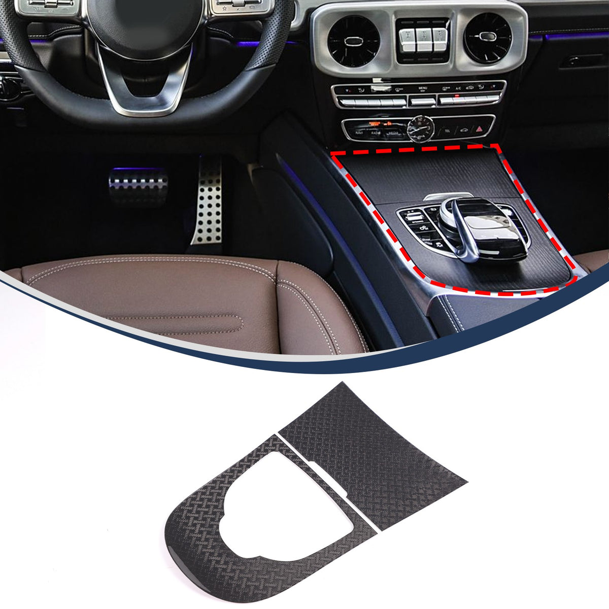 Rolls-Royce Real Carbon Fiber Center Panel Trim For Benz G-Class W464 2019-24 3