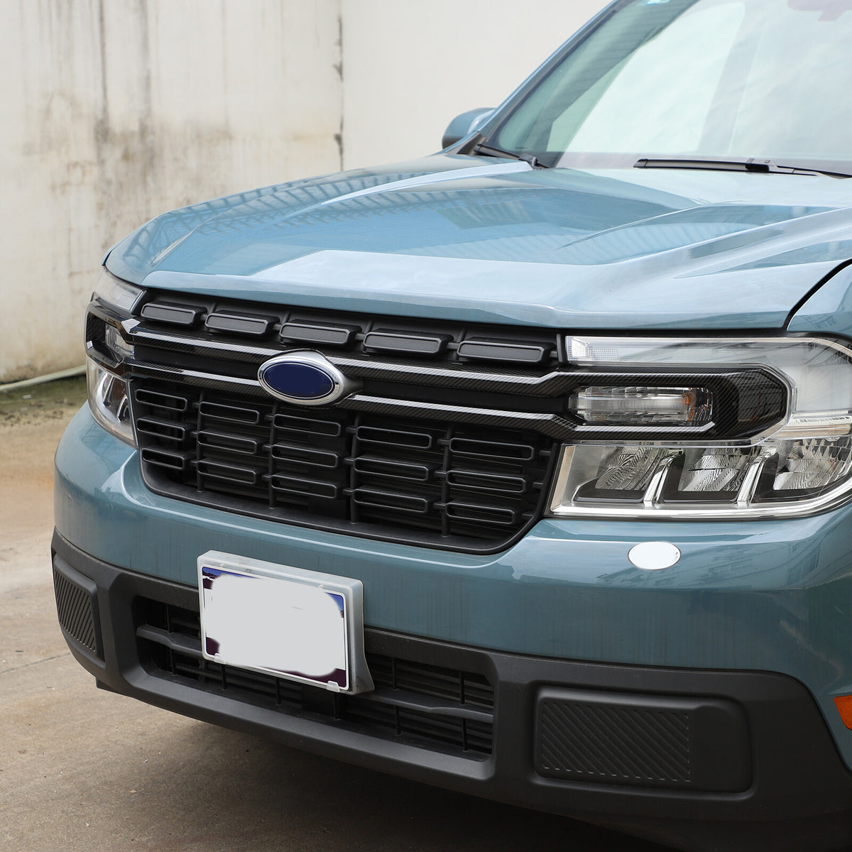 Carbon Fiber ABS Front Bumper Protect Grille Cover Trim For Ford Maverick 22-23 9