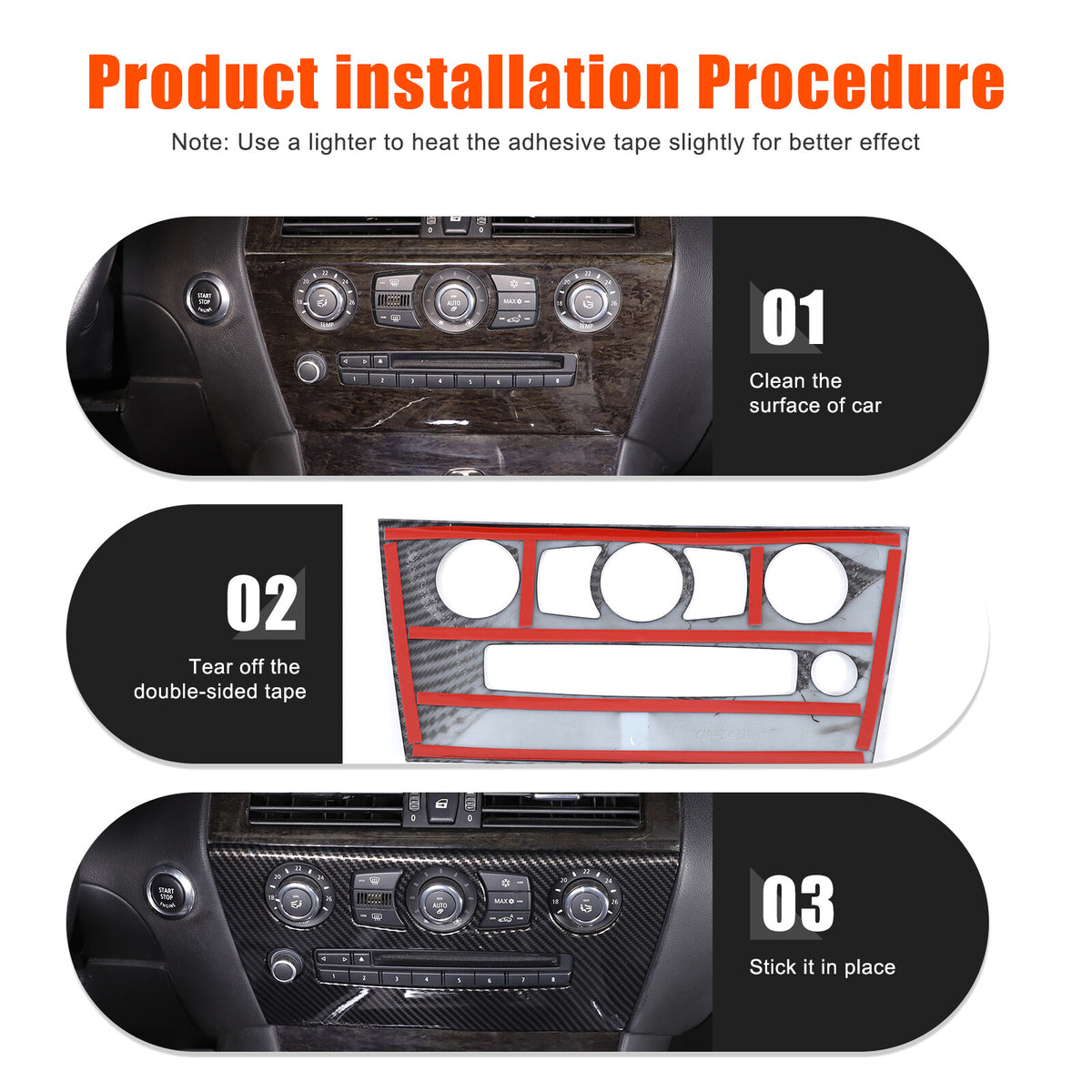 ABS Carbon Center Air Conditioning Cover Trim For BMW 6 Series E63 E64 2004-2009 8