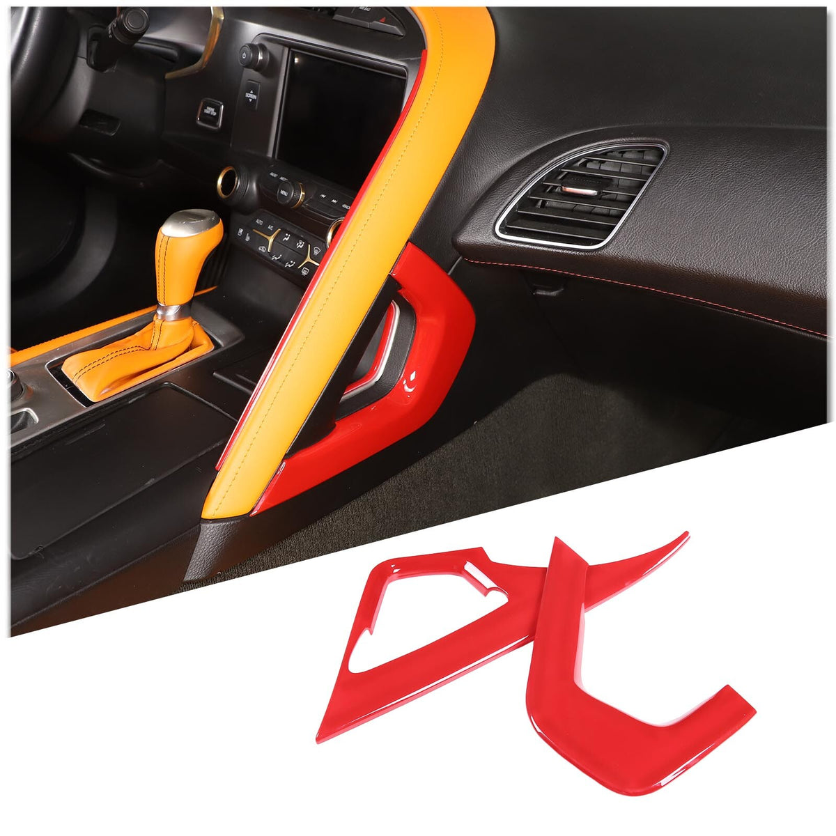 Sports Red ABS Interior Decoration Cover Trim Kit For Corvette C7 2014-19 - Styles 6-10 14