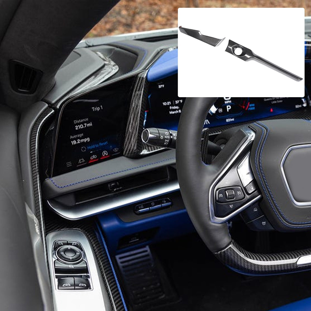 Real Carbon Fiber Center Console Ignition Button Trim For Corvette C8 2026+ US 8
