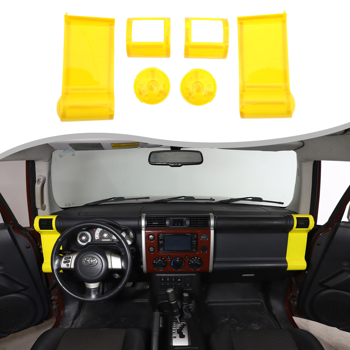 Yellow ABS Interior Center Console Trim Cover for Toyota FJ Cruiser 2007-2021 60