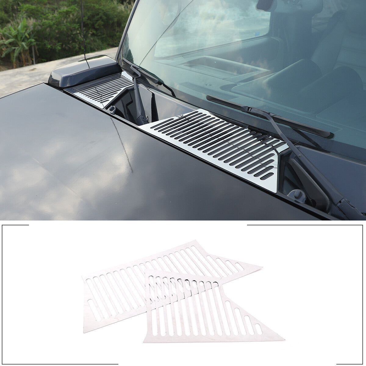 For Hummer H2 03-09 Hood Bonnet Air vent Outlet Panel Steel Cover Trim Chrome 3