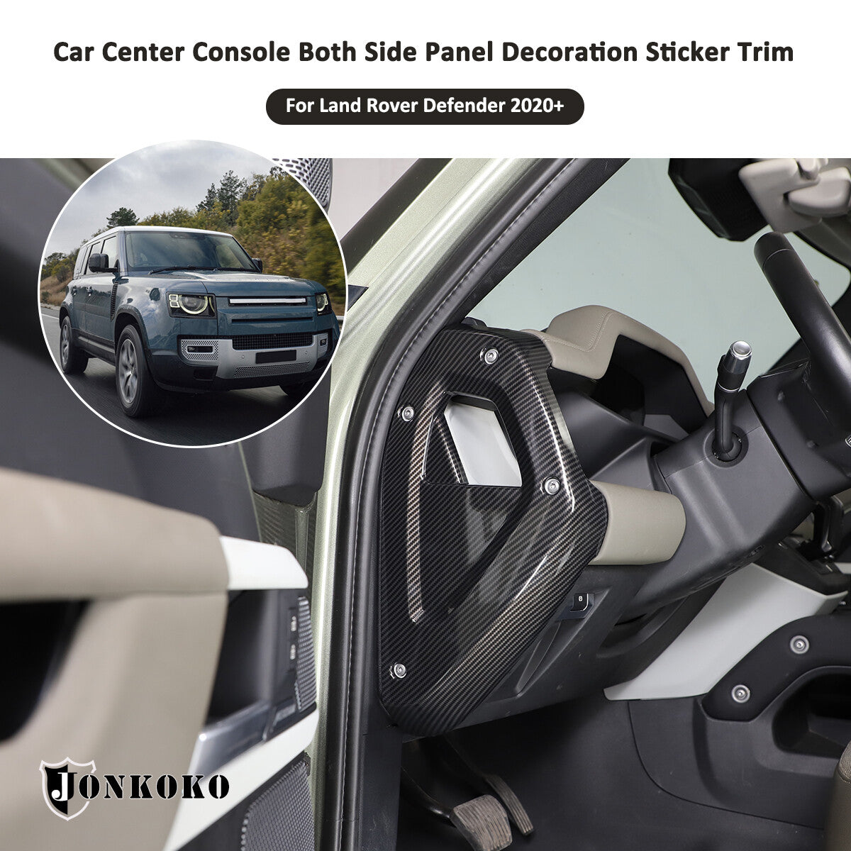 Carbon Style Dashboard Sides Panel Cover Trim For Land Rover Defender 20-23 4