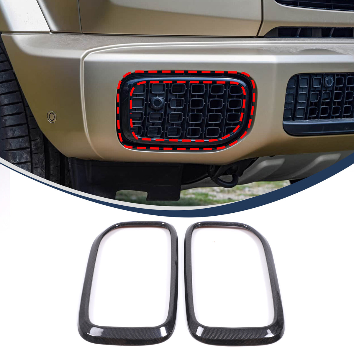 Real Carbon Fiber Front Bumper Grille Trim Kit For Benz G-Class G550 W465 2025+ 17