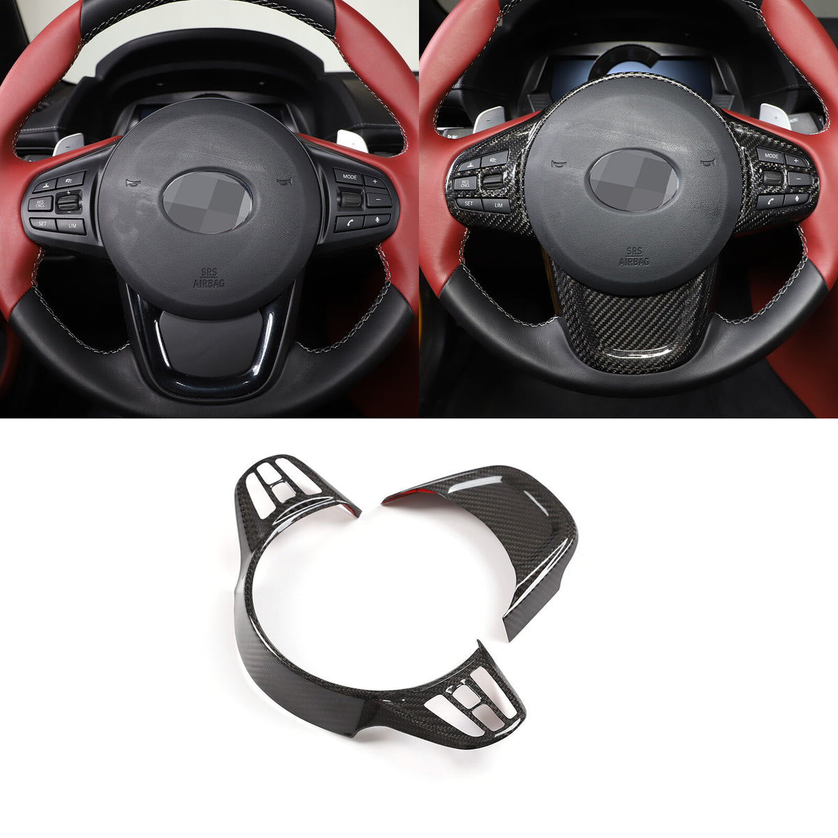 Real Carbon Fiber Interior Steering Wheel Cover Trim for Toyota Supra 2019-24 US 5