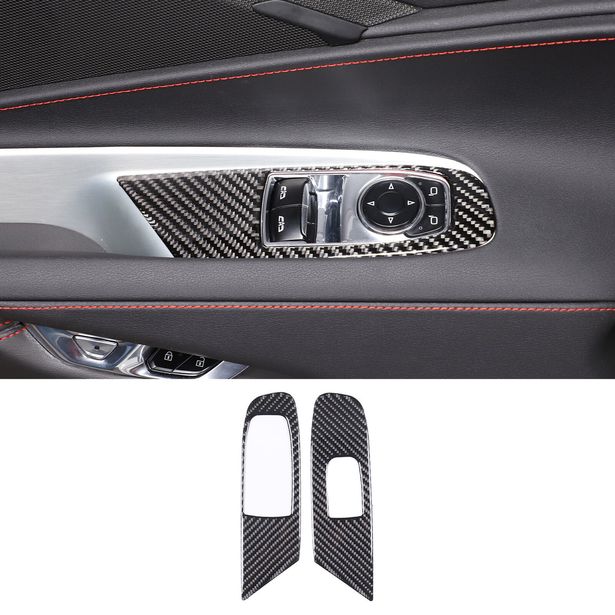 Carbon fiber Window Lift & Door Handle Storage Mat Sticker for Corvette C8 20-26 10