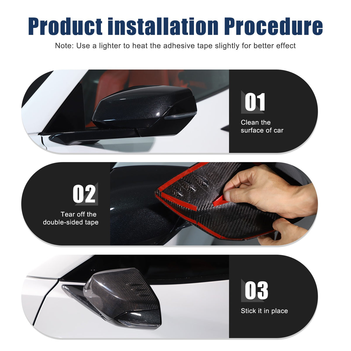 Real Carbon Fiber Side Mirror Air Duct Trim Cover For Corvette C8 2020+ US 5