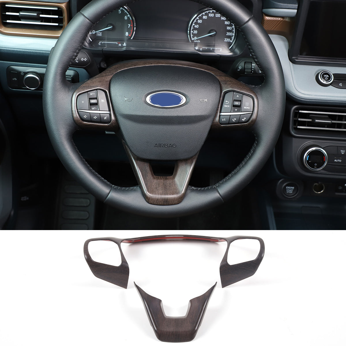 Oak Wood Grain Interior Decor Trim Cover Set Kit Fits Ford Maverick 2022-2024 50