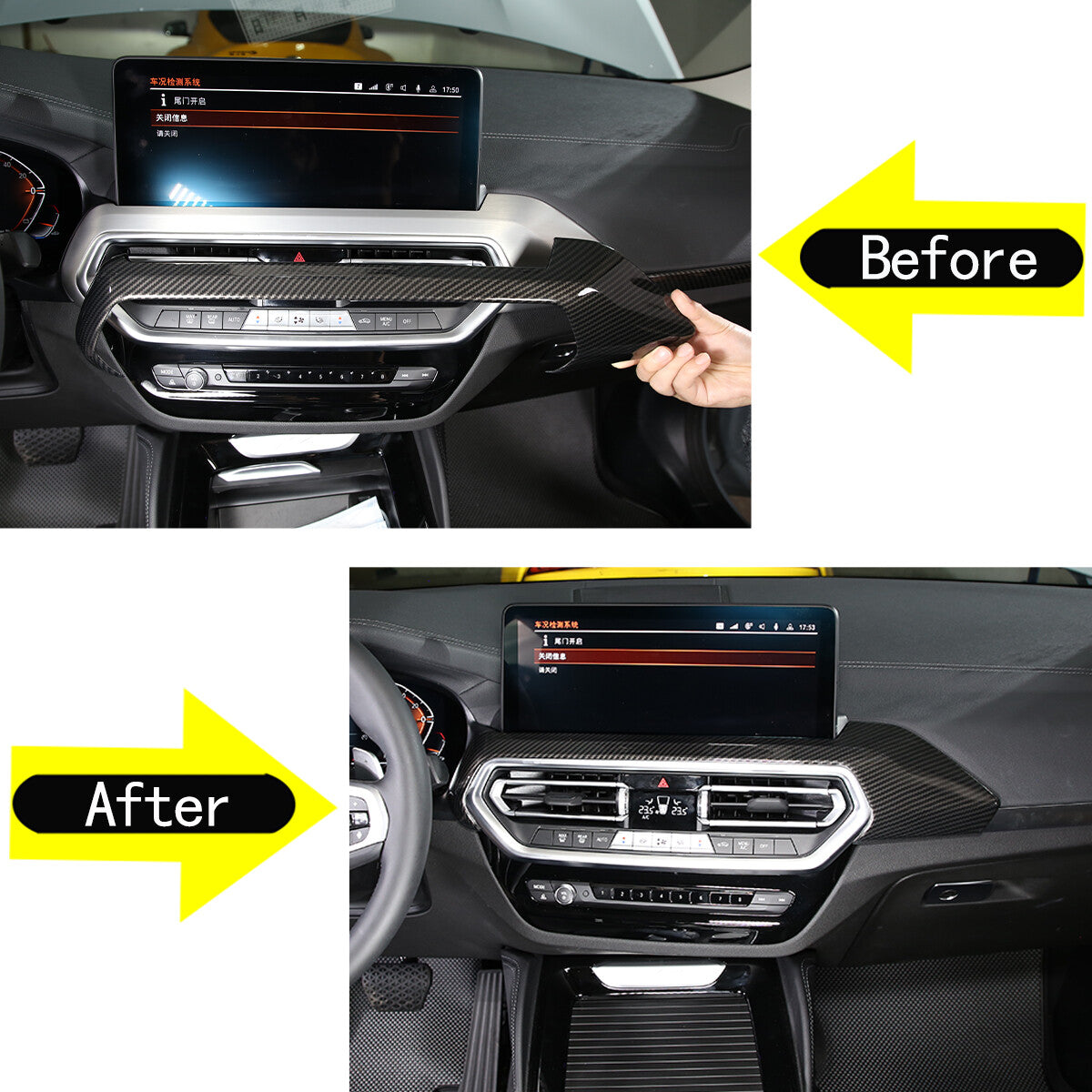 For BMW X3 G01 X4 2018~2022 Cover Trim Style Middle Carbon Fiber Air Outlet Vent 13