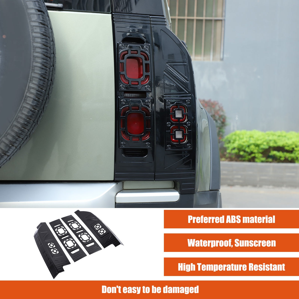 Mesh Piano Black ABS Taillight Protection Trim For LR Defender L663 2020-2025 12