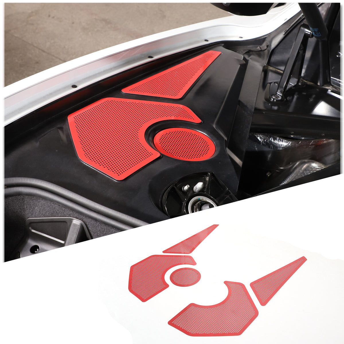 Red Steel Engine Hood Compartment Panel Trim Cover Set For Corvette C8 Z06 20-26 10