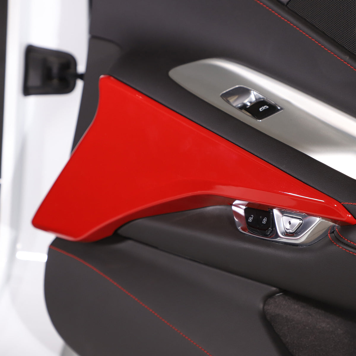 Red ABS Interior Door Panel Decor Cover Trim For Corvette C8 2020-2026 10