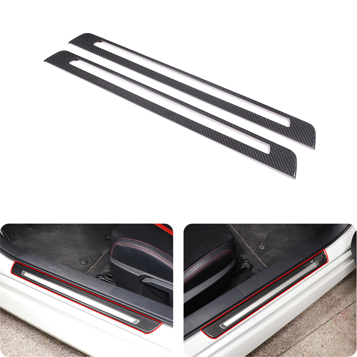Carbon Fiber Hollow External Door Sill Cover Trim Strip For Subaru BRZ 2022-23 1