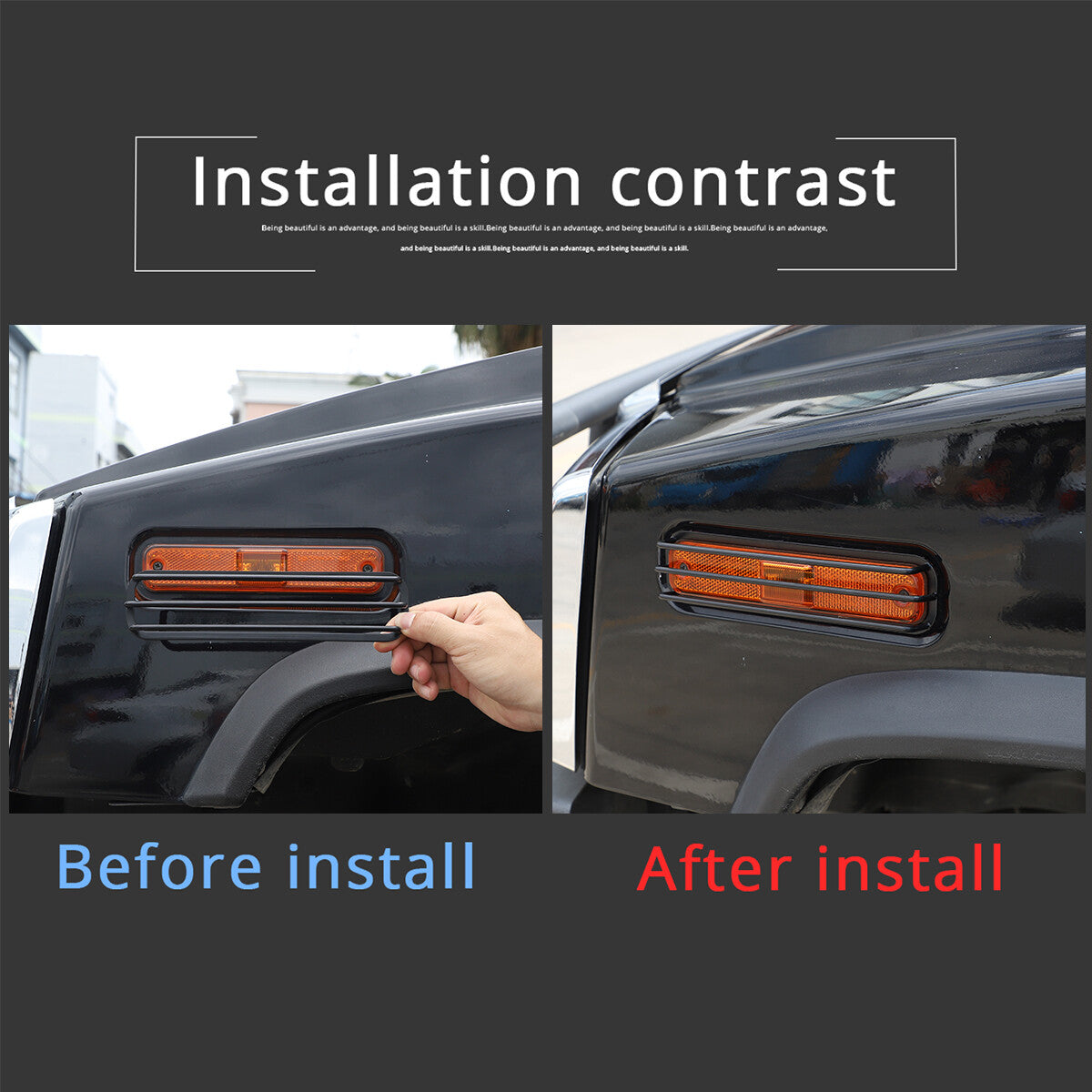 Carbon Steel Side Turn Signal Cover Mesh Protect Grille For Hummer H2 03-2009 US 3