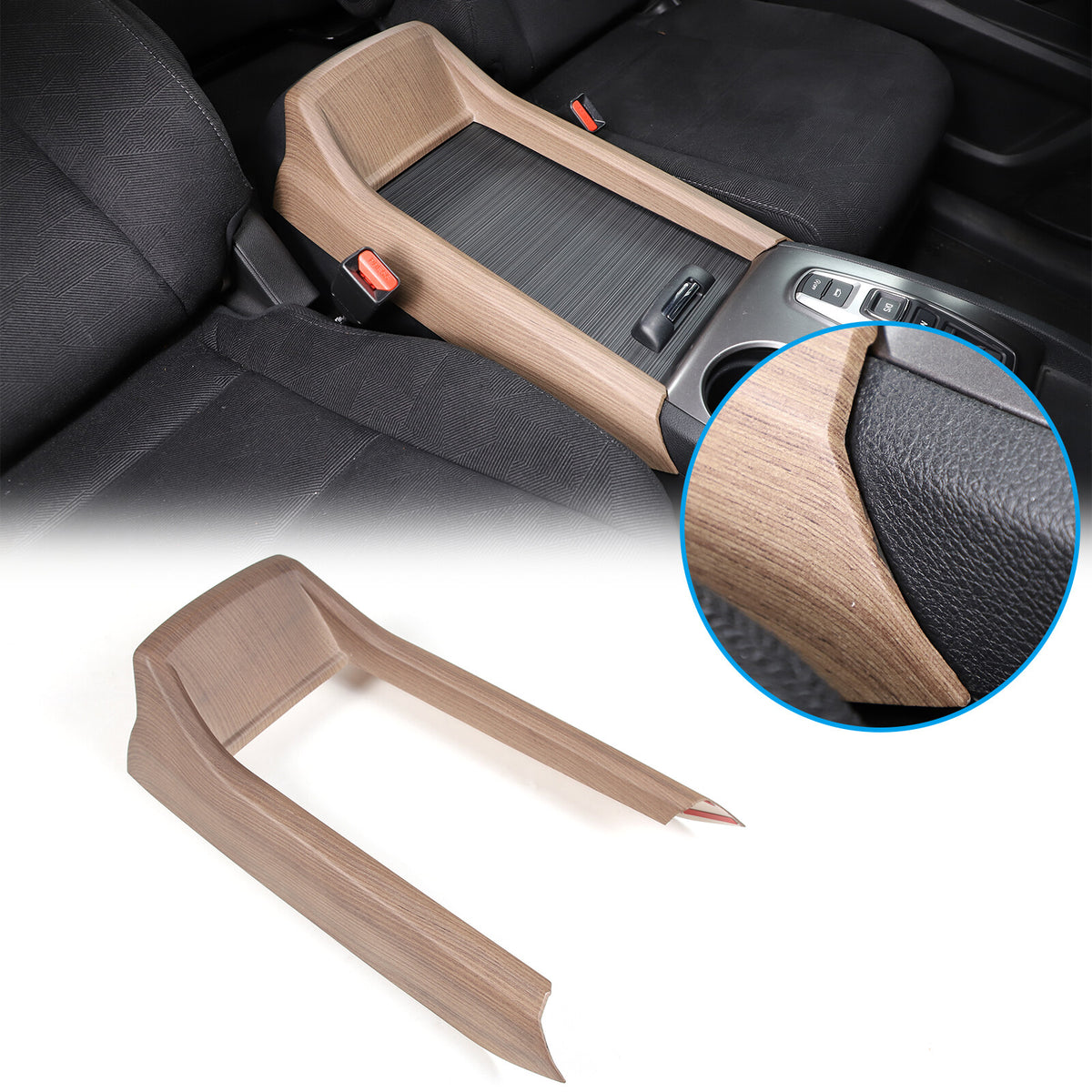 ABS Wood Grain Center Console Armrest Box Side Panel Trim for Honda Pilot 15-22 1