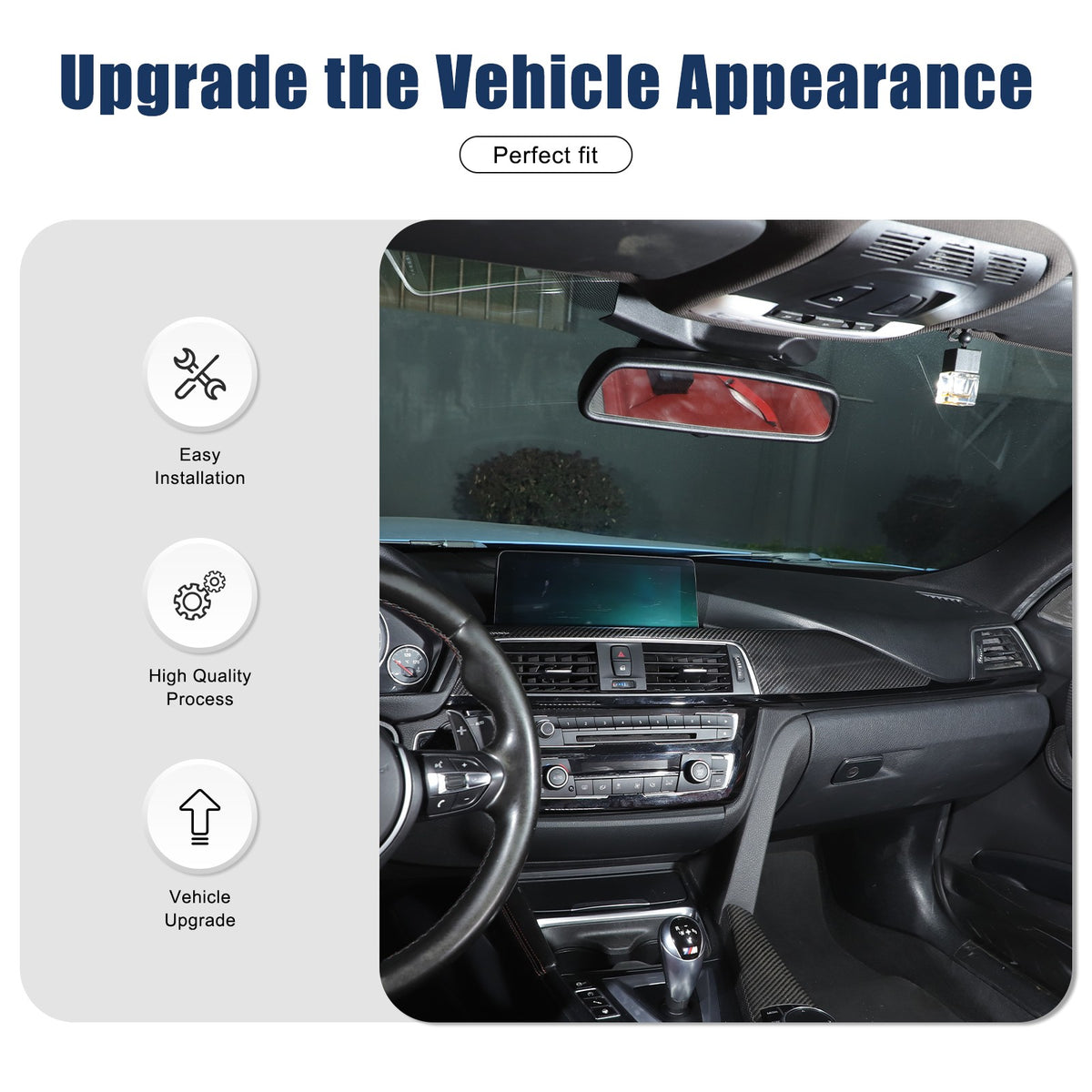 Real Carbon Fiber Central Console Dashboard Trim For BMW M3 M4 F80 F82 2014-2019 17