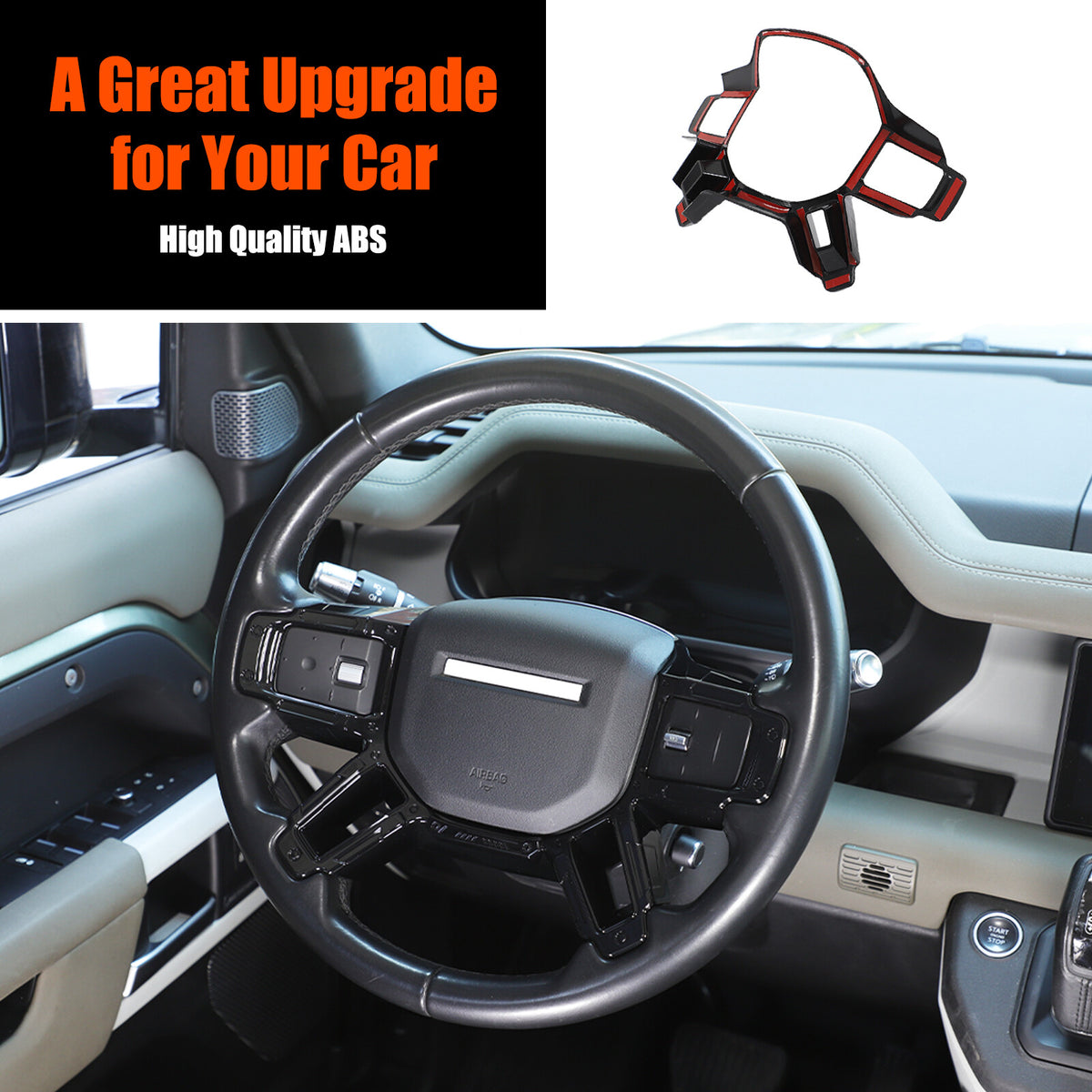 Mecha Glossy Black Steering Wheel Frame Trim For Land Rover Defender L663 20-25 14