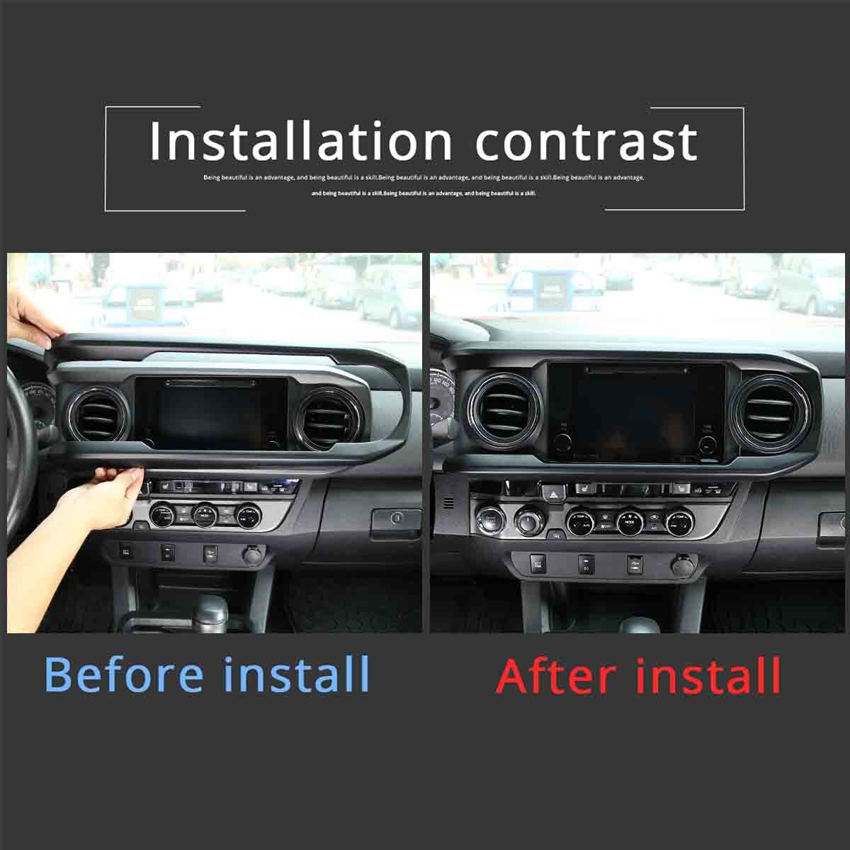 Matte Black Dashboard Decoration U Shape Trim For Toyota Tacoma 2016-2023 US 14