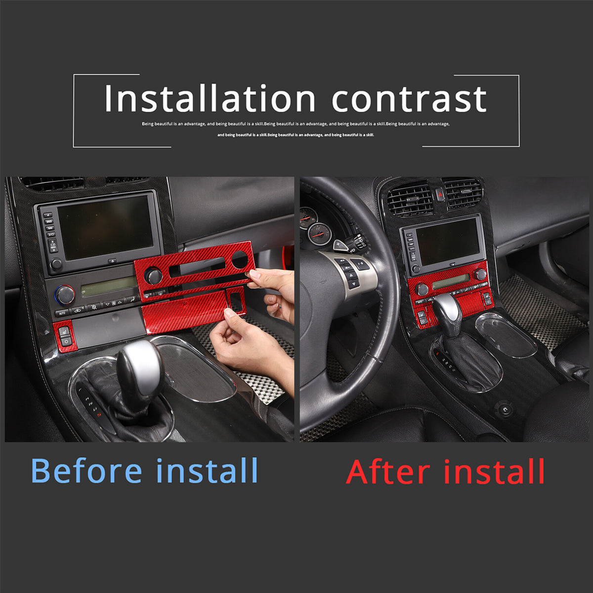 Red Real Carbon Fiber Center Console Air Conditioner Trim For Corvette C6 05-13 22