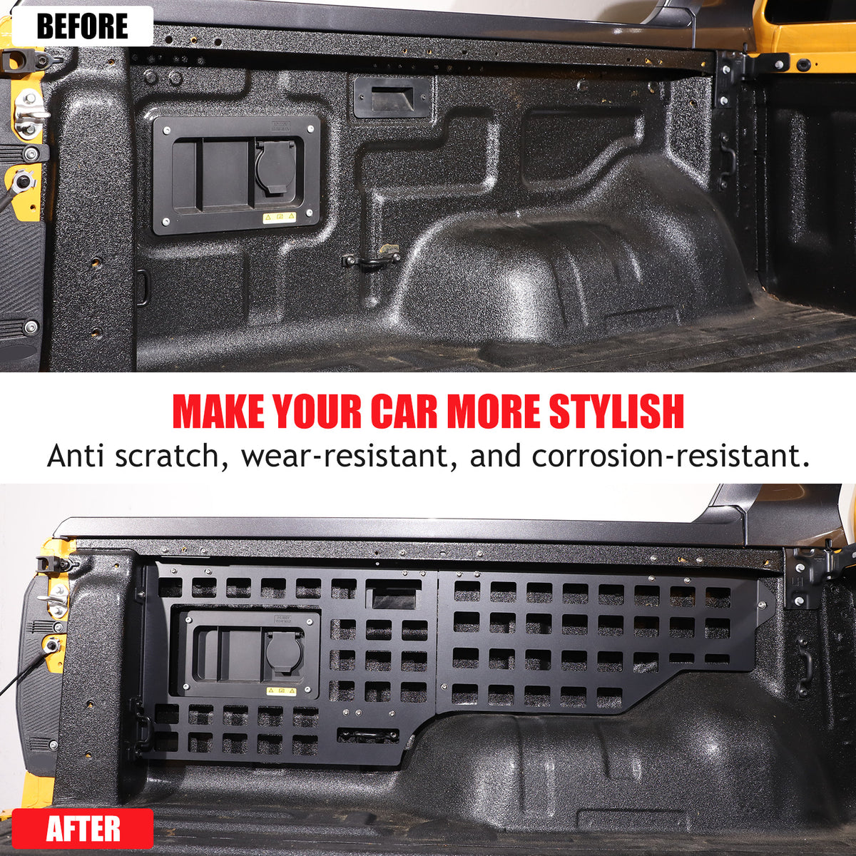 Tailgate Body Armor Side Bed Molle Panel Storage Rack for Ford Ranger 2024-2025 16