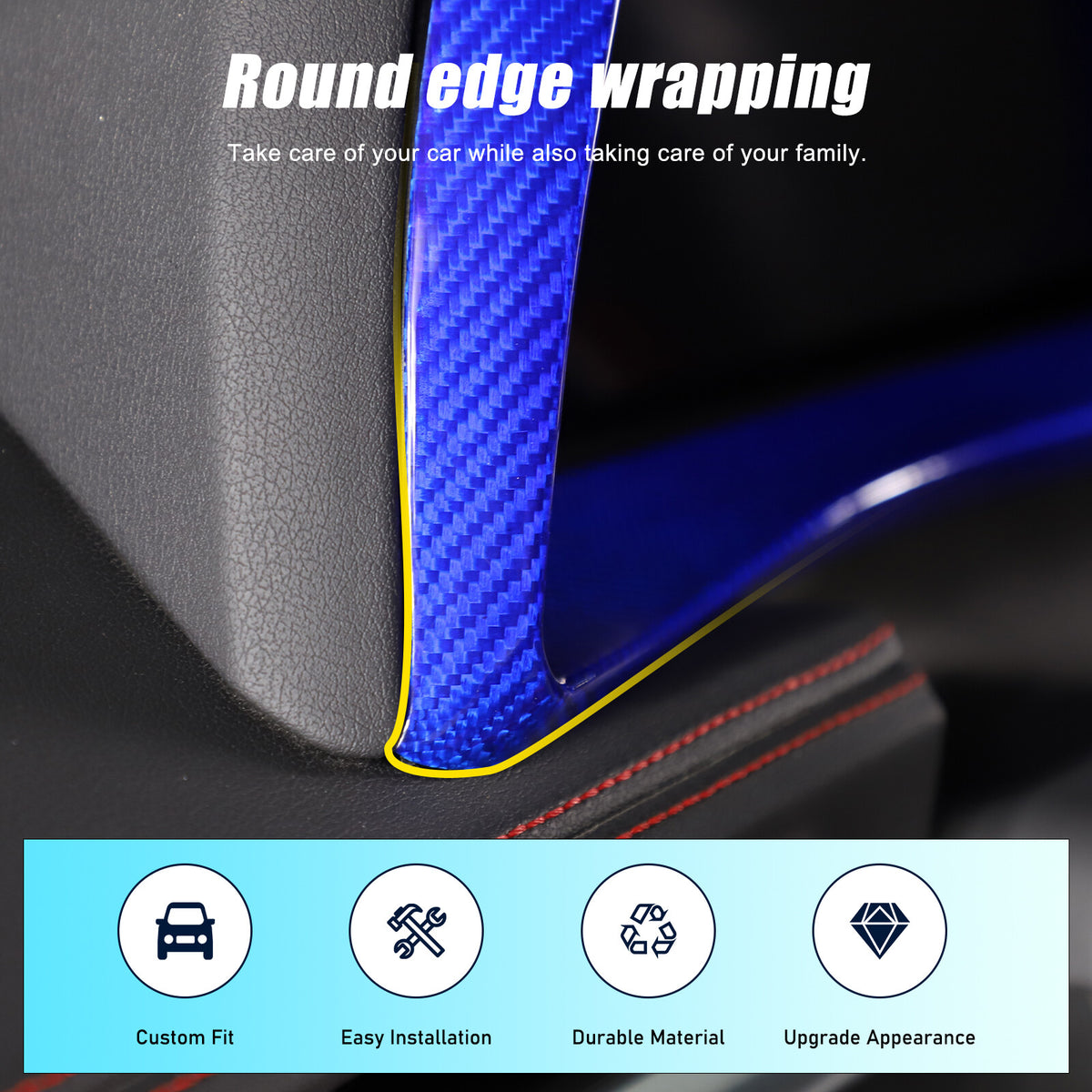 Blue Real Carbon Fiber Speedometer Instrument Trim For C8 Corvette 20-25 18