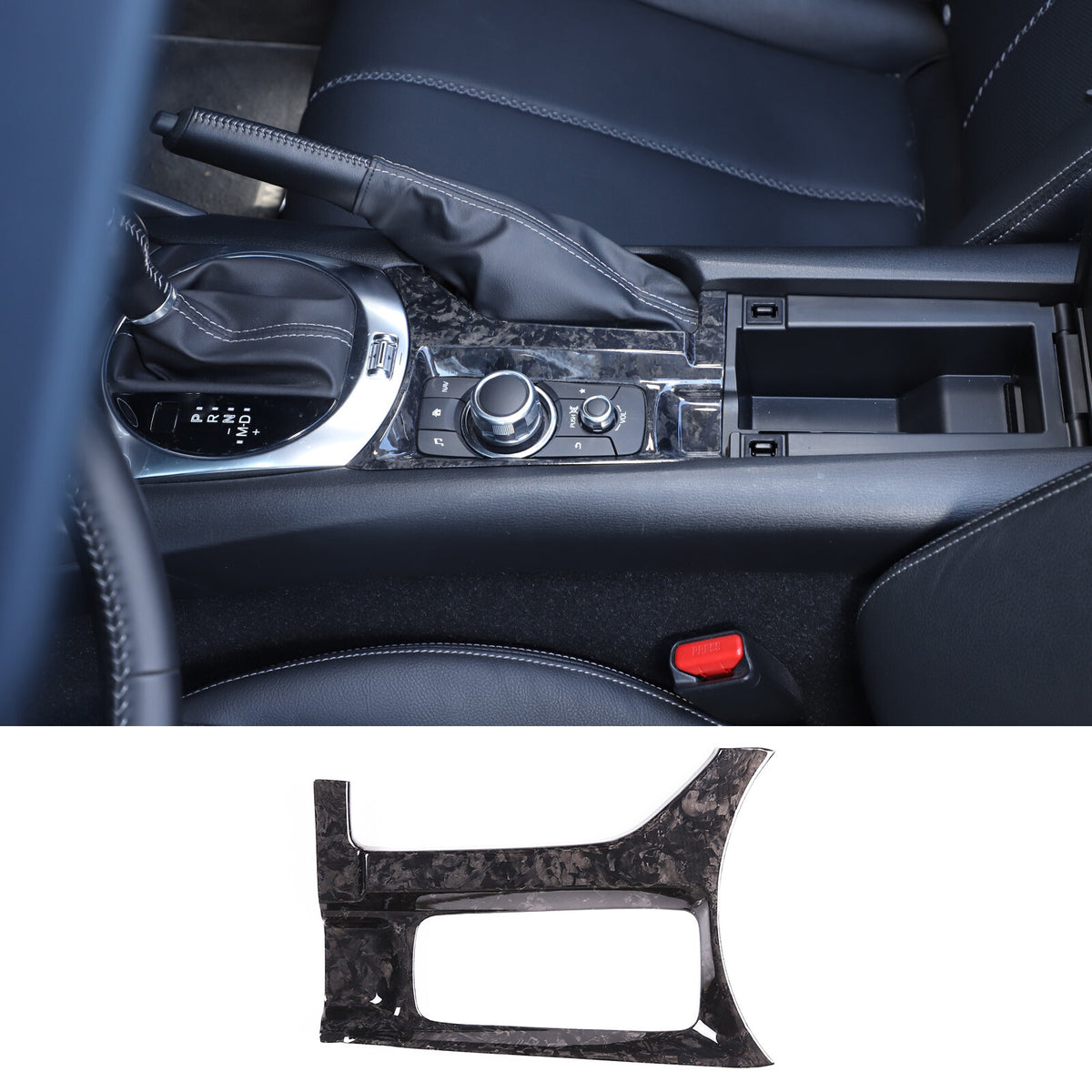 Forged Real Carbon Fiber Multimedia Panel Trim Cover For Mazda MX-5 2016+ 3