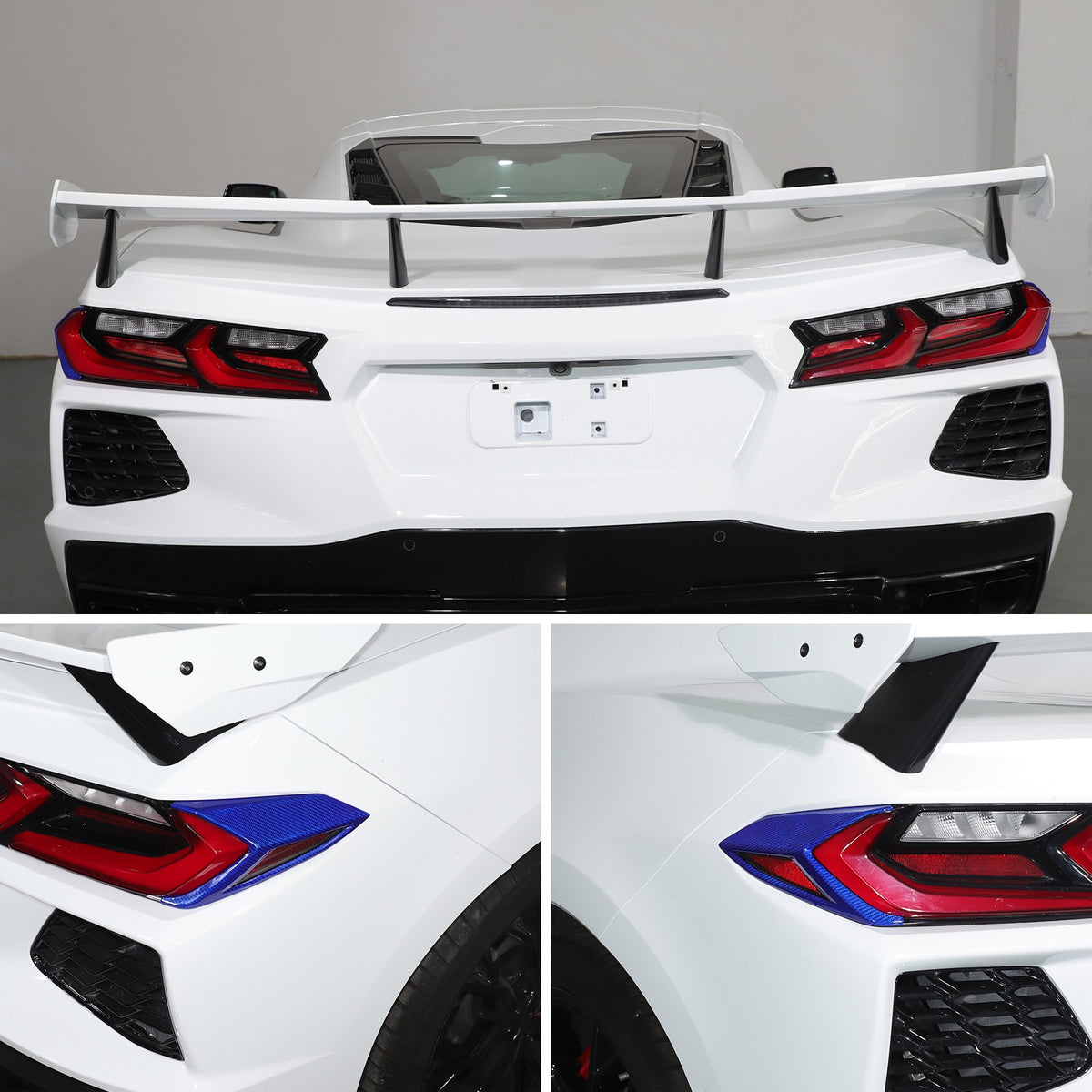 Blue Real Carbon Fiber Rear Tail Light Side Trim For Corvette C8 2020+ 4