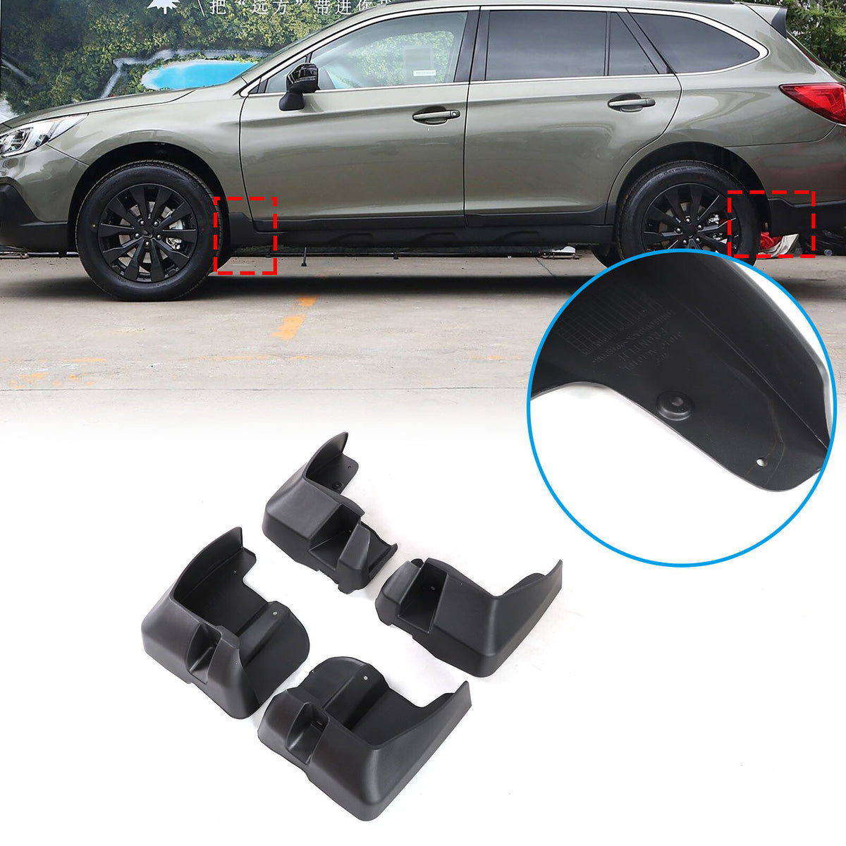 Mud flaps Splash Guards Fender Mudguard Black For Subaru Outback 2015-2020 12