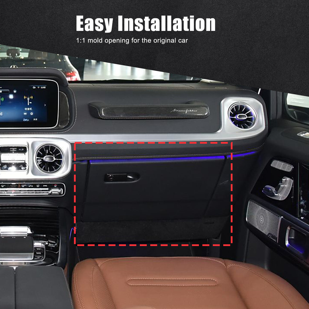 Real Carbon Fiber Glove Box Panel Cover Trim For Benz G-Class G500 W465 2025+ 4