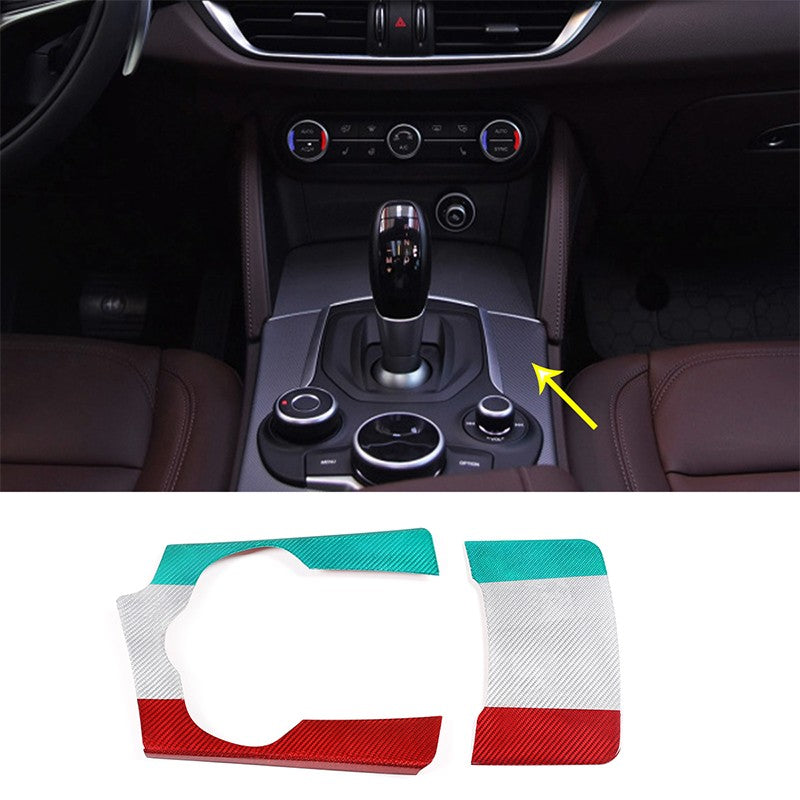 Tri-Color Real Carbon Fiber Center Cup Holder Trim For Alfa Romeo Stelvio 17-19 6