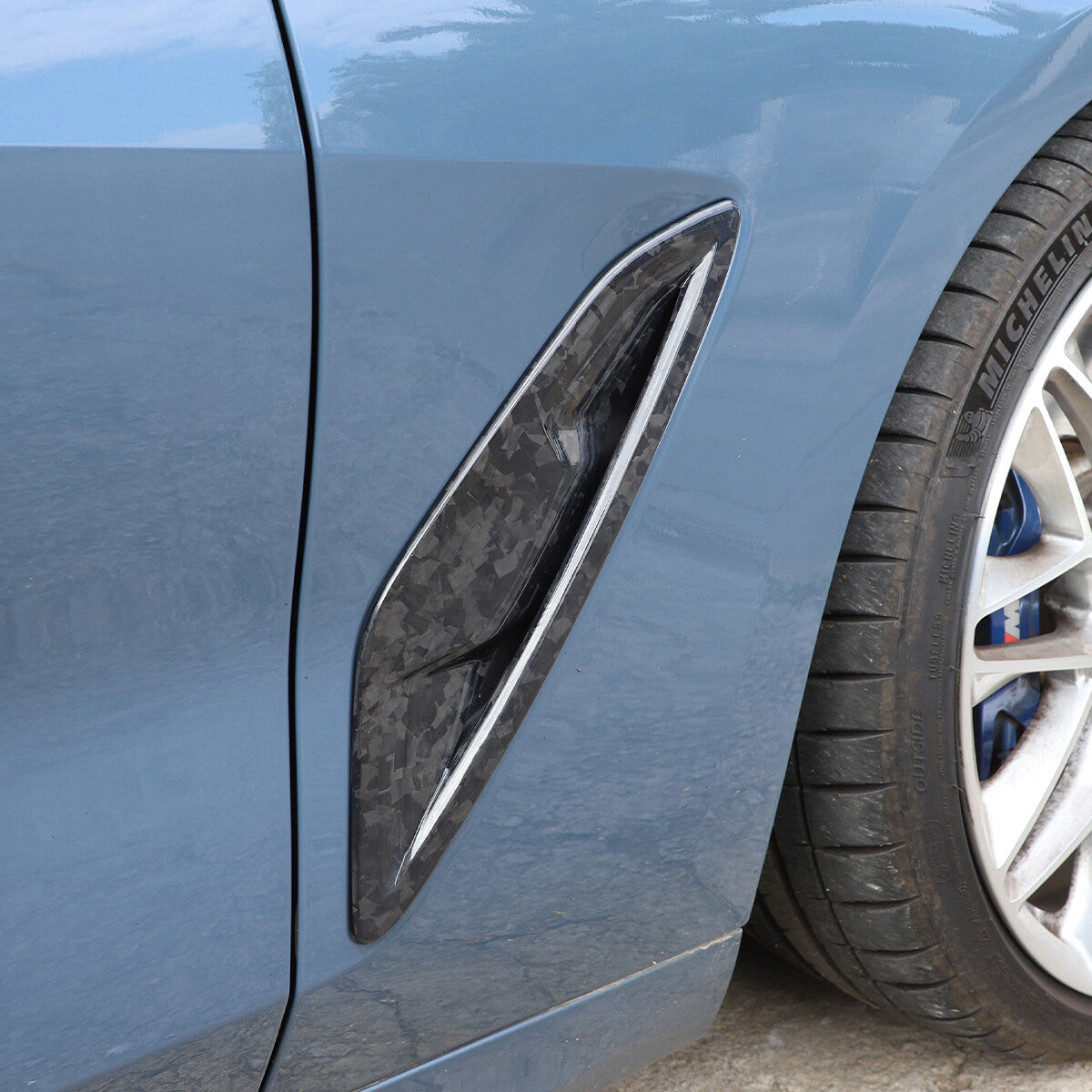 2PCS Forged Carbon Fiber Side Fender Air Outlet Trim For BMW 8 Series 2019-22 4