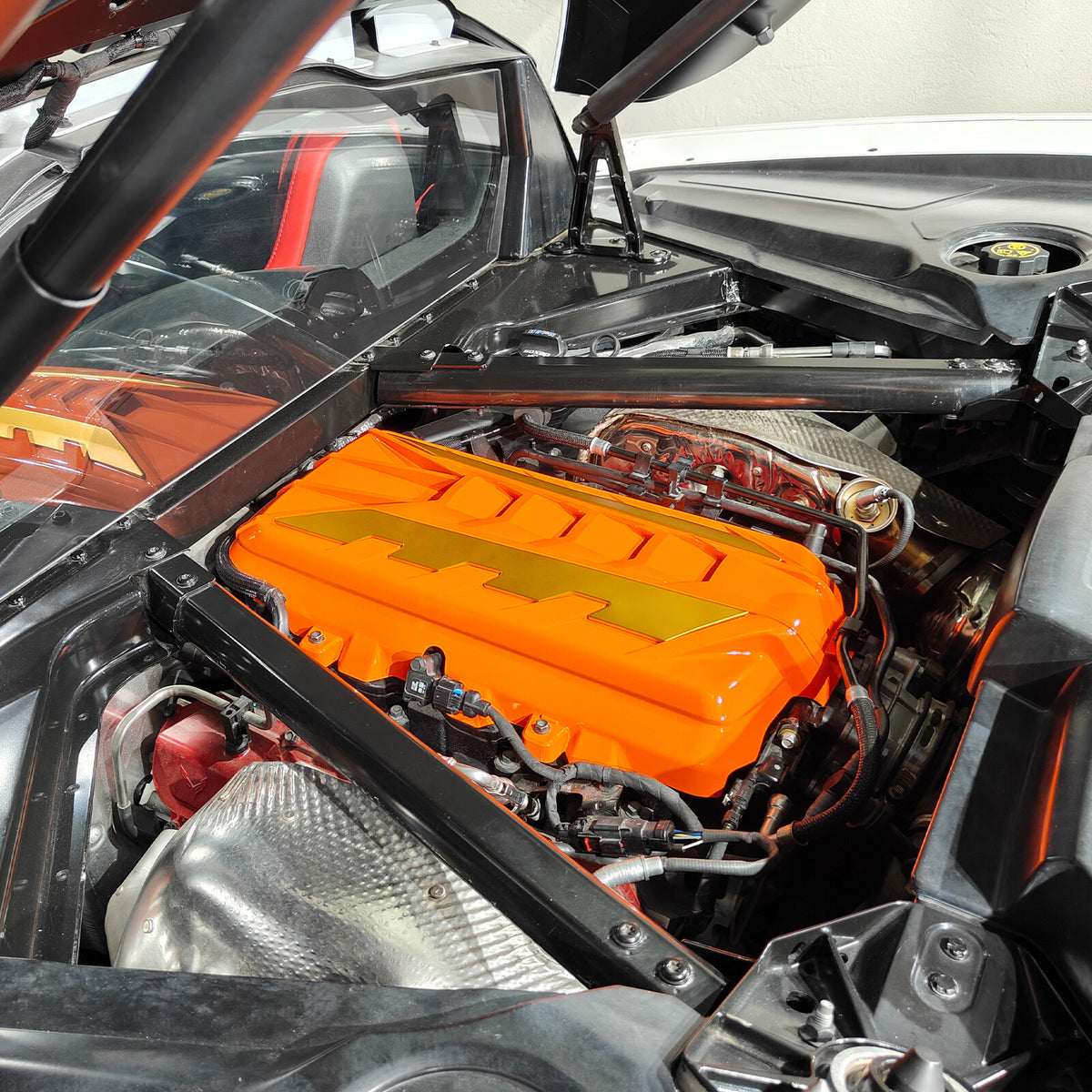 Orange Engine Bay Panel Cover Trim in Edge Yellow For Corvette C8 2020-26 US 21