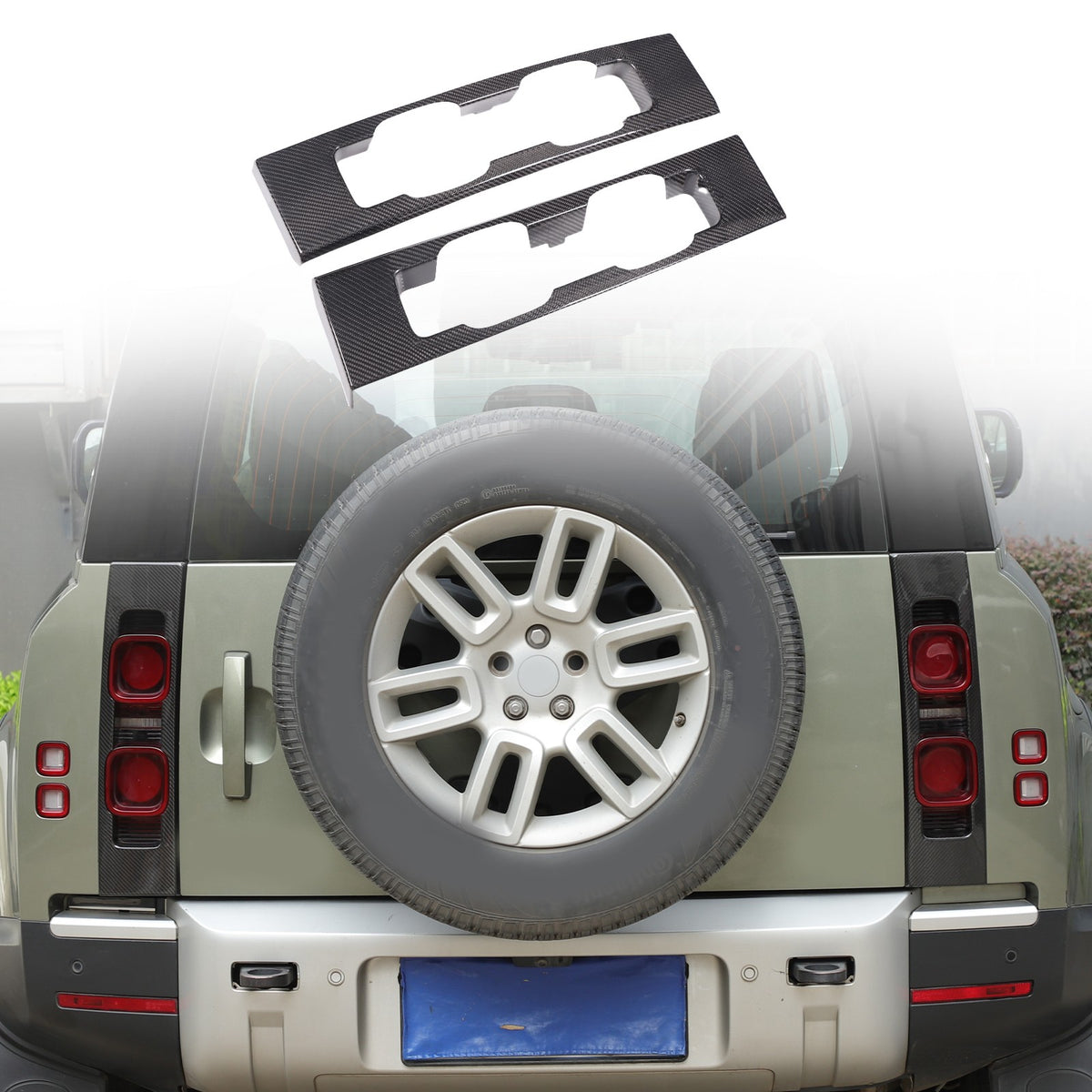 Real Carbon Fiber Rear Tail Light Panel Trim For Land Rover Defender L663 20-25 21