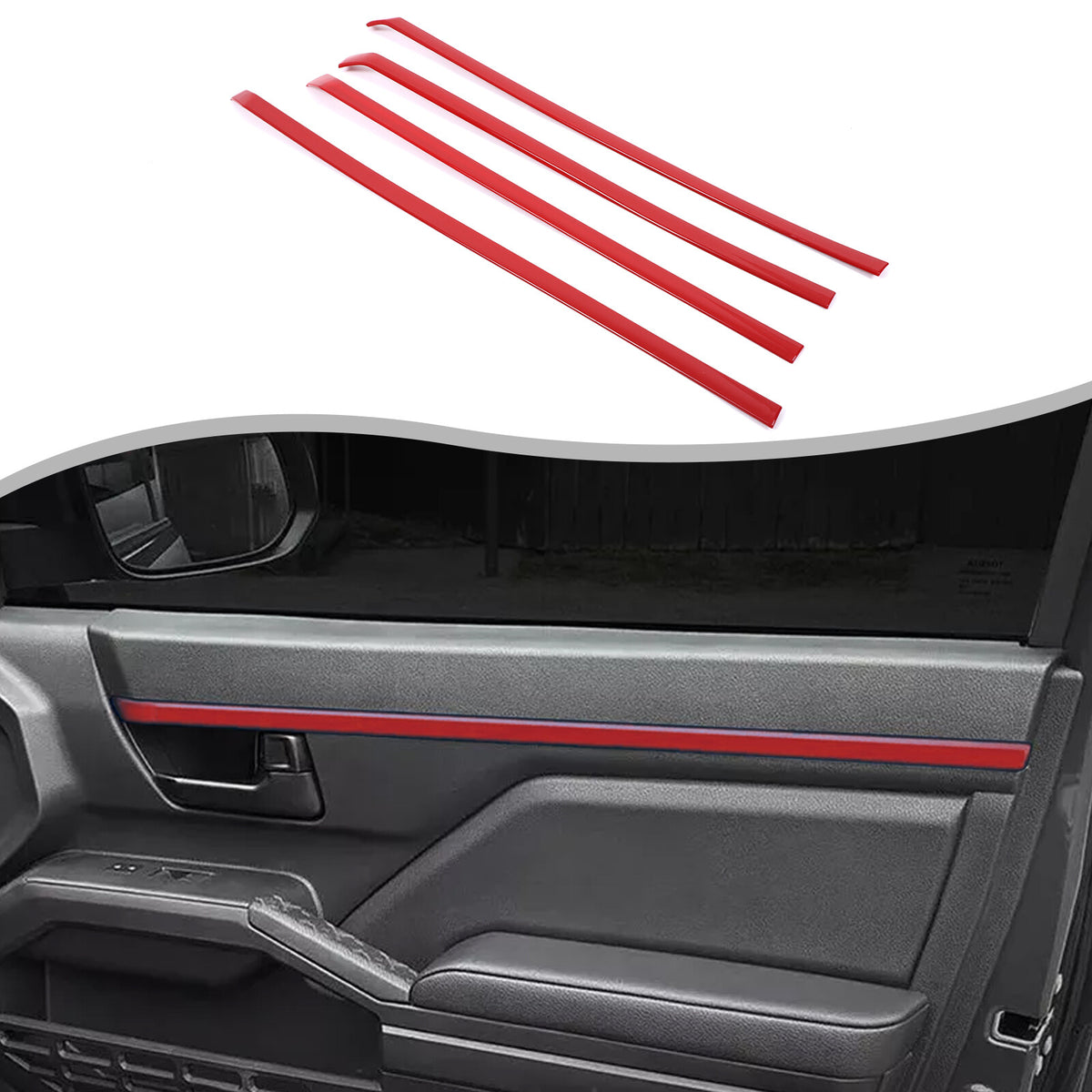 Sports Red ABS Interior Door Panel Trim Cover For Toyota Tacoma 2024+ US 1